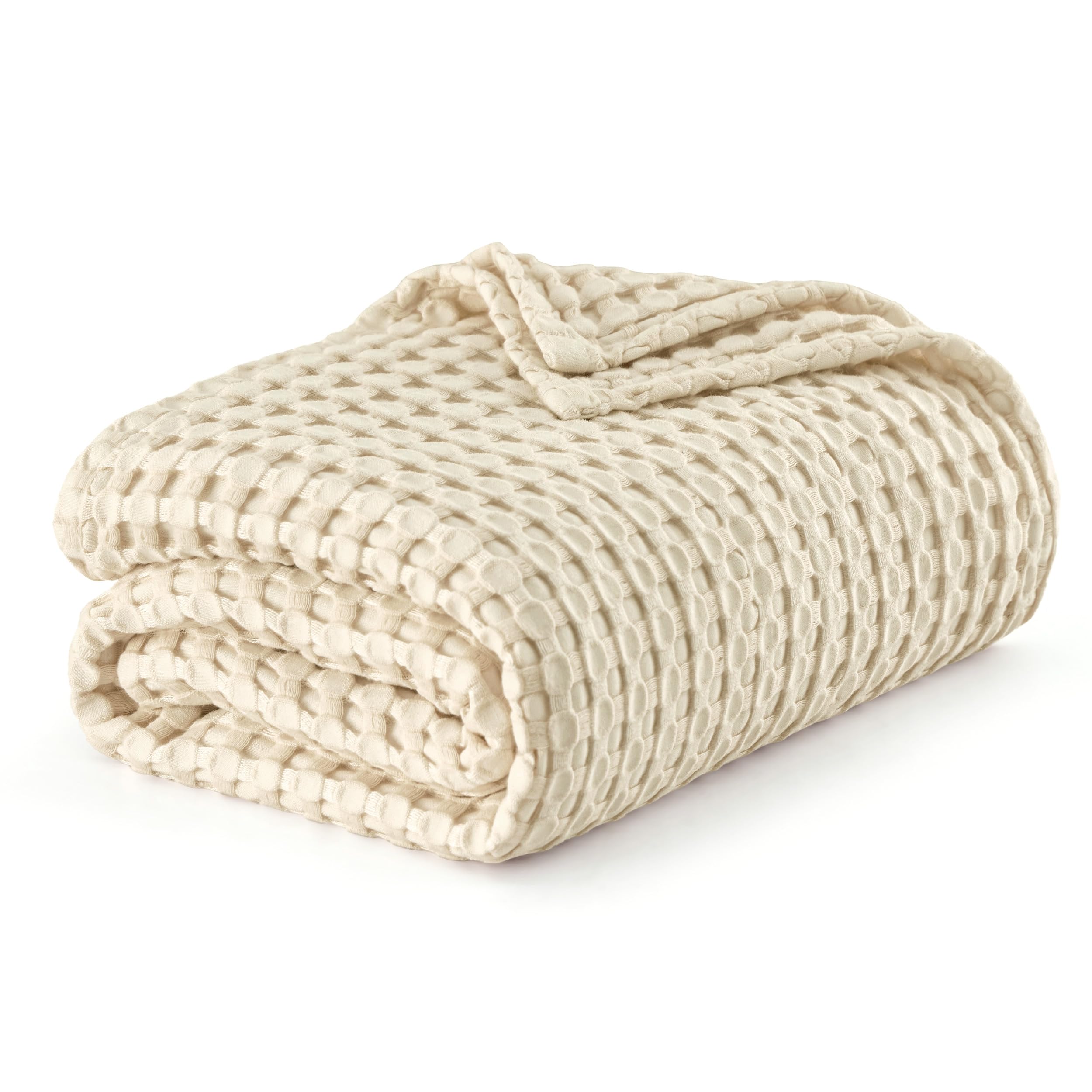 Manta Bedsure Cooling De Algodón Con Forma De Gofre, Tamaño King, Color Beige - Venta Internacional.