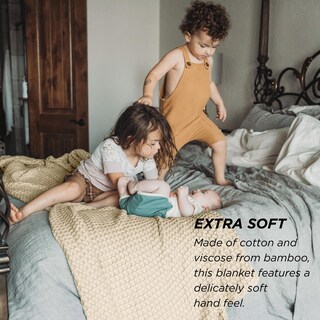 Foto 4 | Manta Bedsure Cooling De Algodón Con Forma De Gofre, Tamaño King, Color Beige - Venta Internacional.