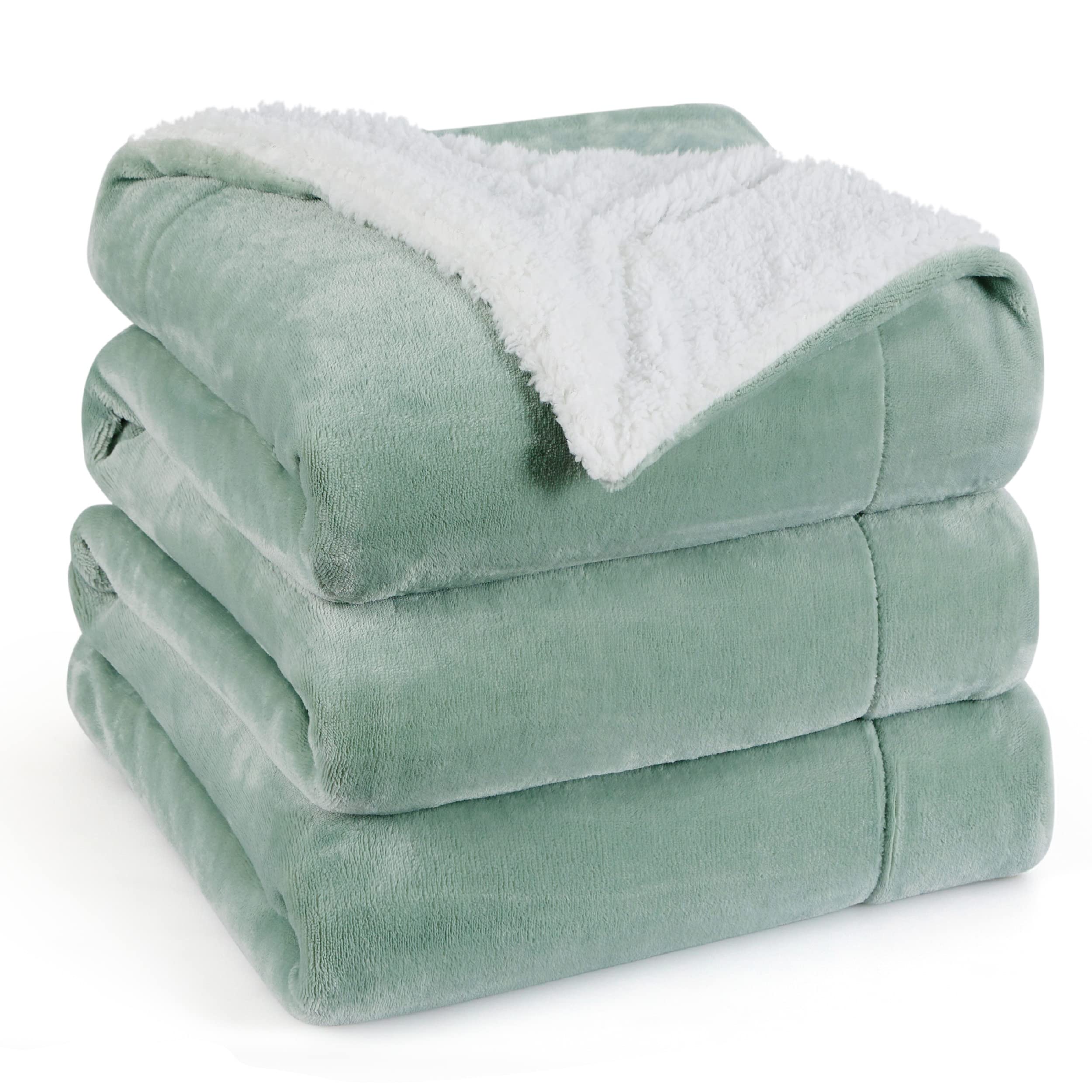 Manta Bedsure Sherpa de Forro Polar King Size Verde Salvia - Venta Internacional
