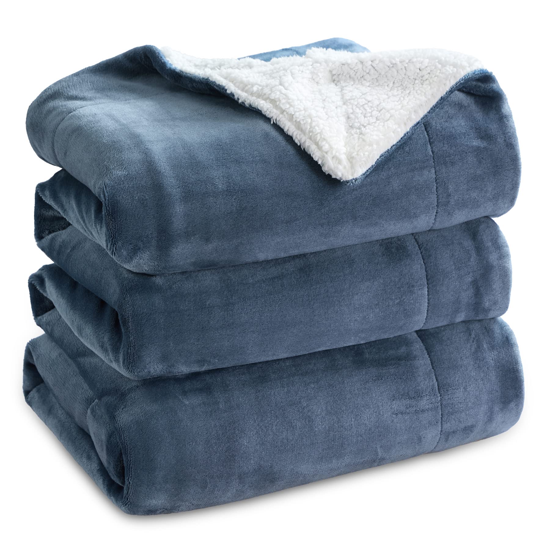 Manta Bedsure Sherpa de Forro Polar King Size 270 x 230 cm Azul - Venta Internacional