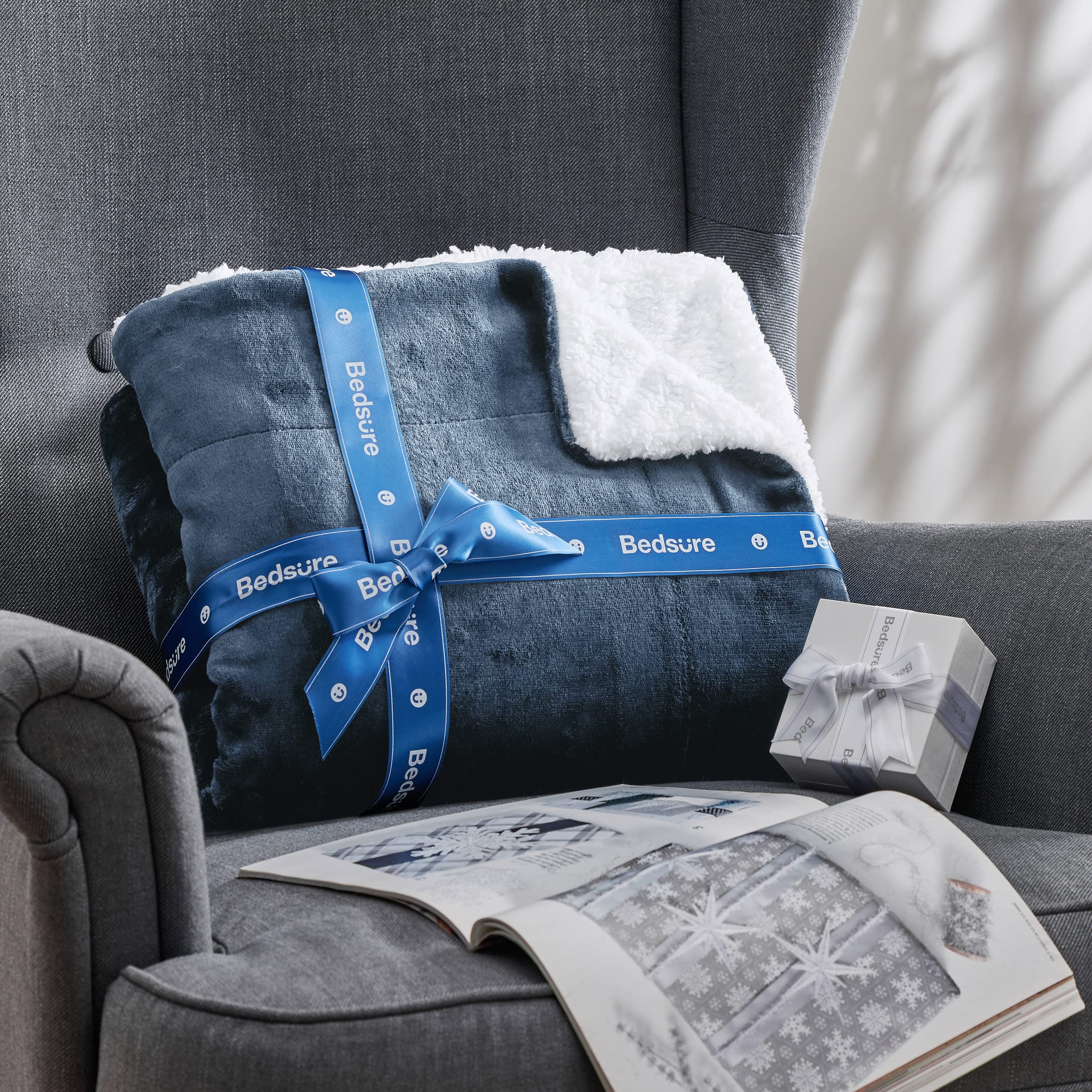Foto 8 pulgar | Manta Bedsure Sherpa de Forro Polar King Size 270 x 230 cm Azul - Venta Internacional
