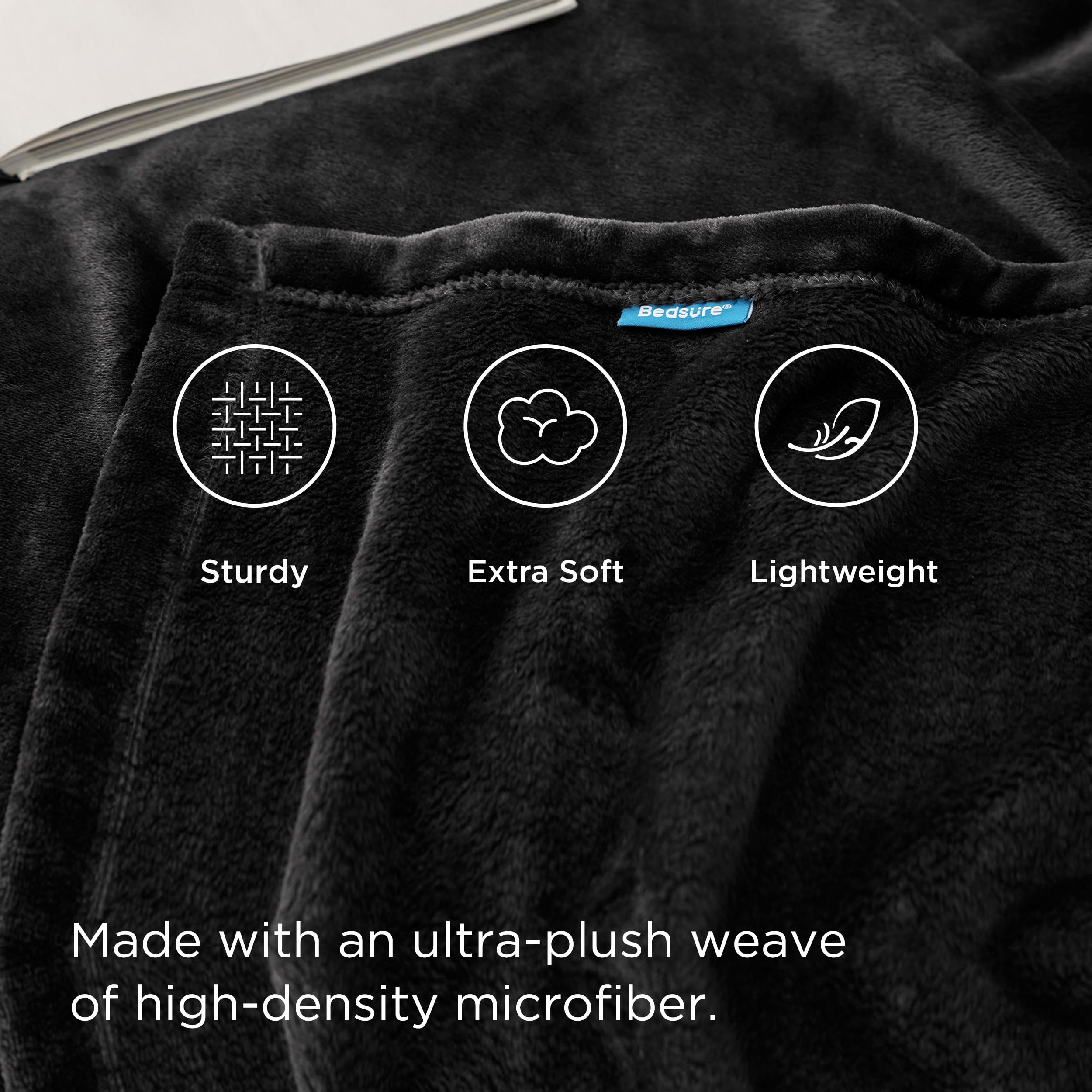 Foto 4 pulgar | Blanket Bedsure Fleece King Size, Forro Polar De Franela Negra - Venta Internacional.