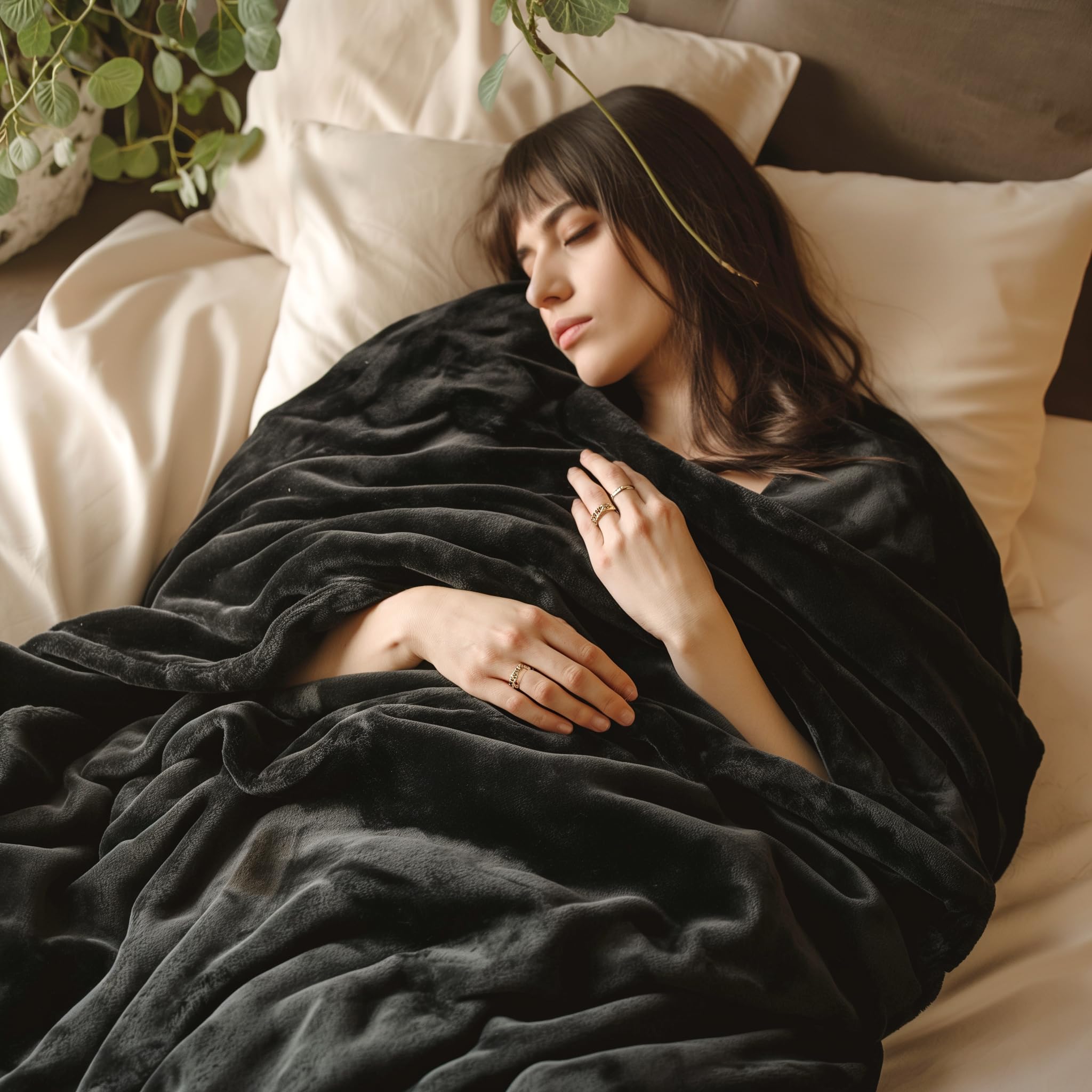 Forro Polar Blanket Bedsure, Talla Queen, De Franela, Color Negro - Venta Internacional.