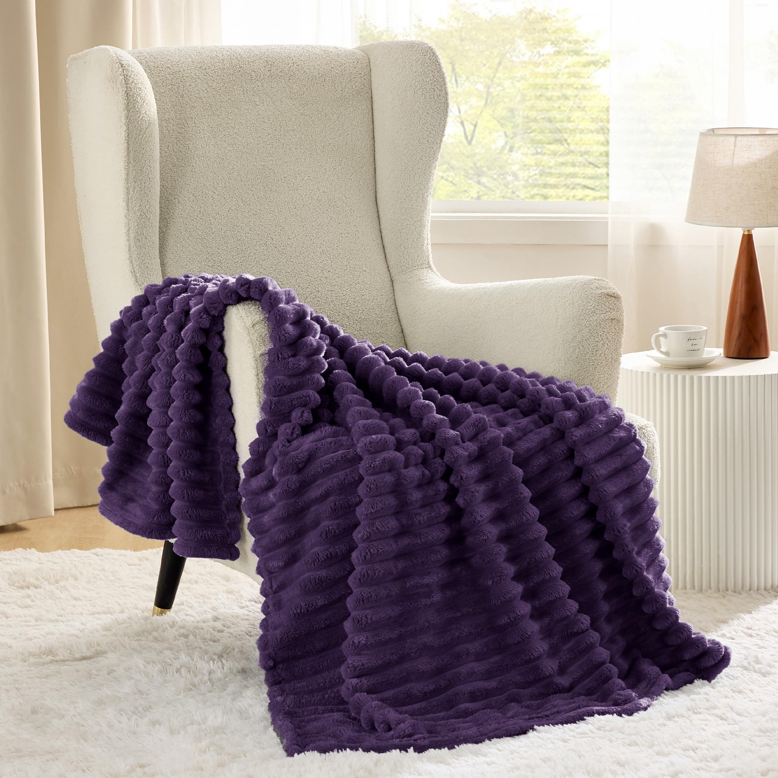 Foto 3 pulgar | Manta De Cama, Color Morado, Suave Y Acogedora, 130 X 180 Cm - Venta Internacional.