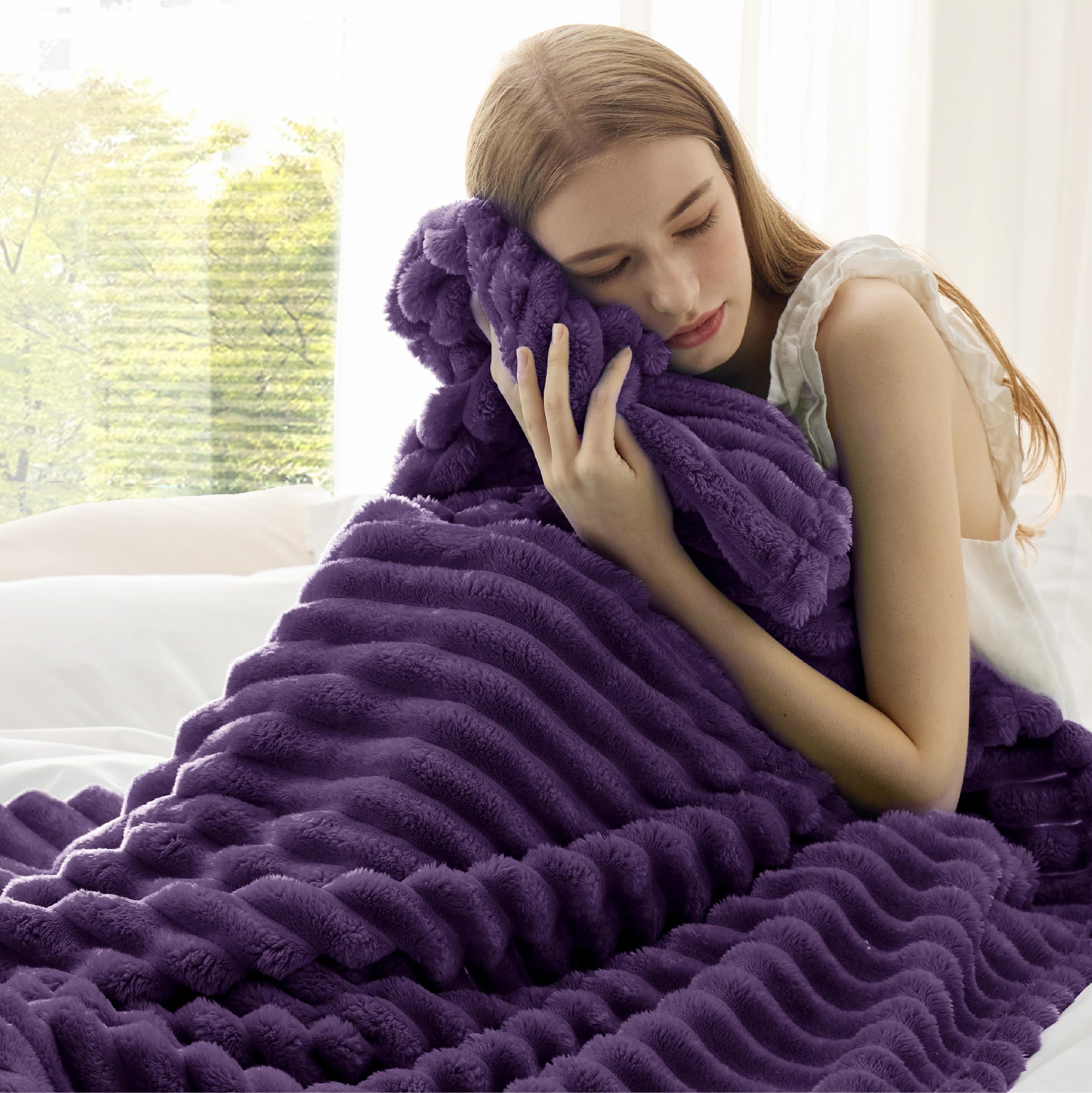 Foto 4 pulgar | Manta De Cama, Color Morado, Suave Y Acogedora, 130 X 180 Cm - Venta Internacional.
