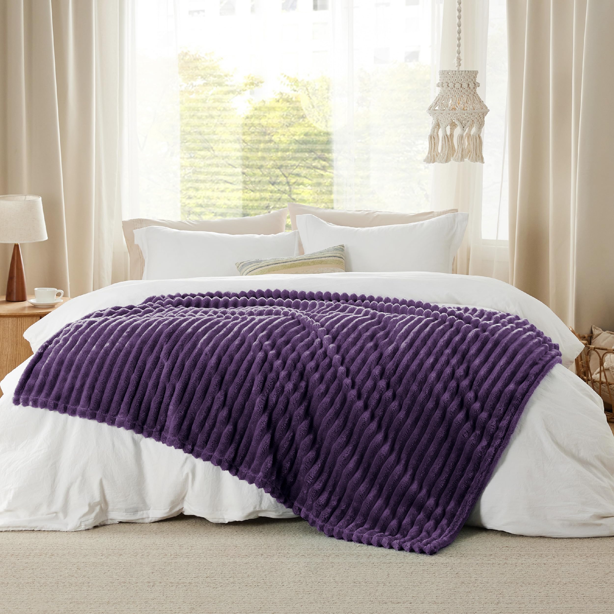 Foto 7 pulgar | Manta De Cama, Color Morado, Suave Y Acogedora, 130 X 180 Cm - Venta Internacional.