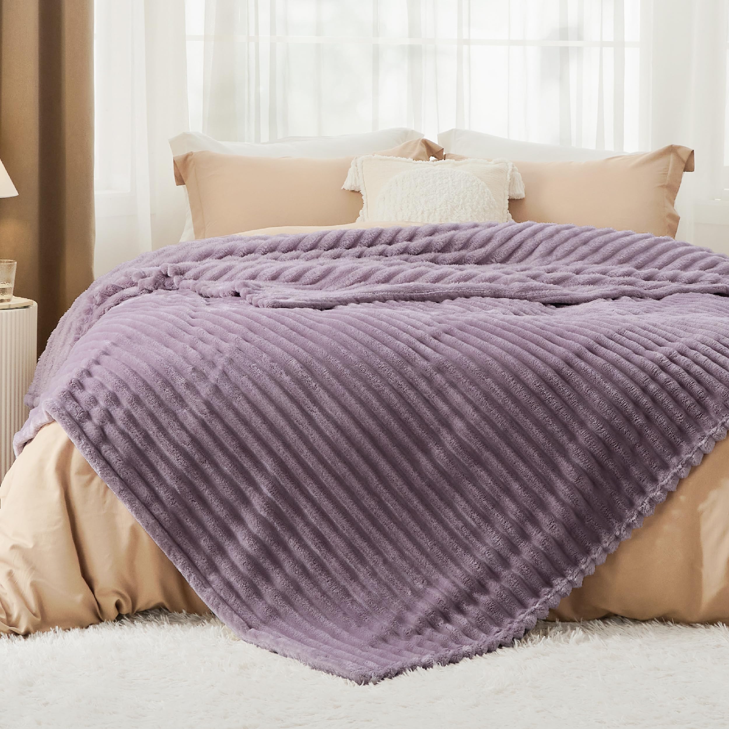 Foto 3 pulgar | Manta Bedsure De Forro Polar Morado Claro Para Sofá, 230 X 230 Cm - Venta Internacional.
