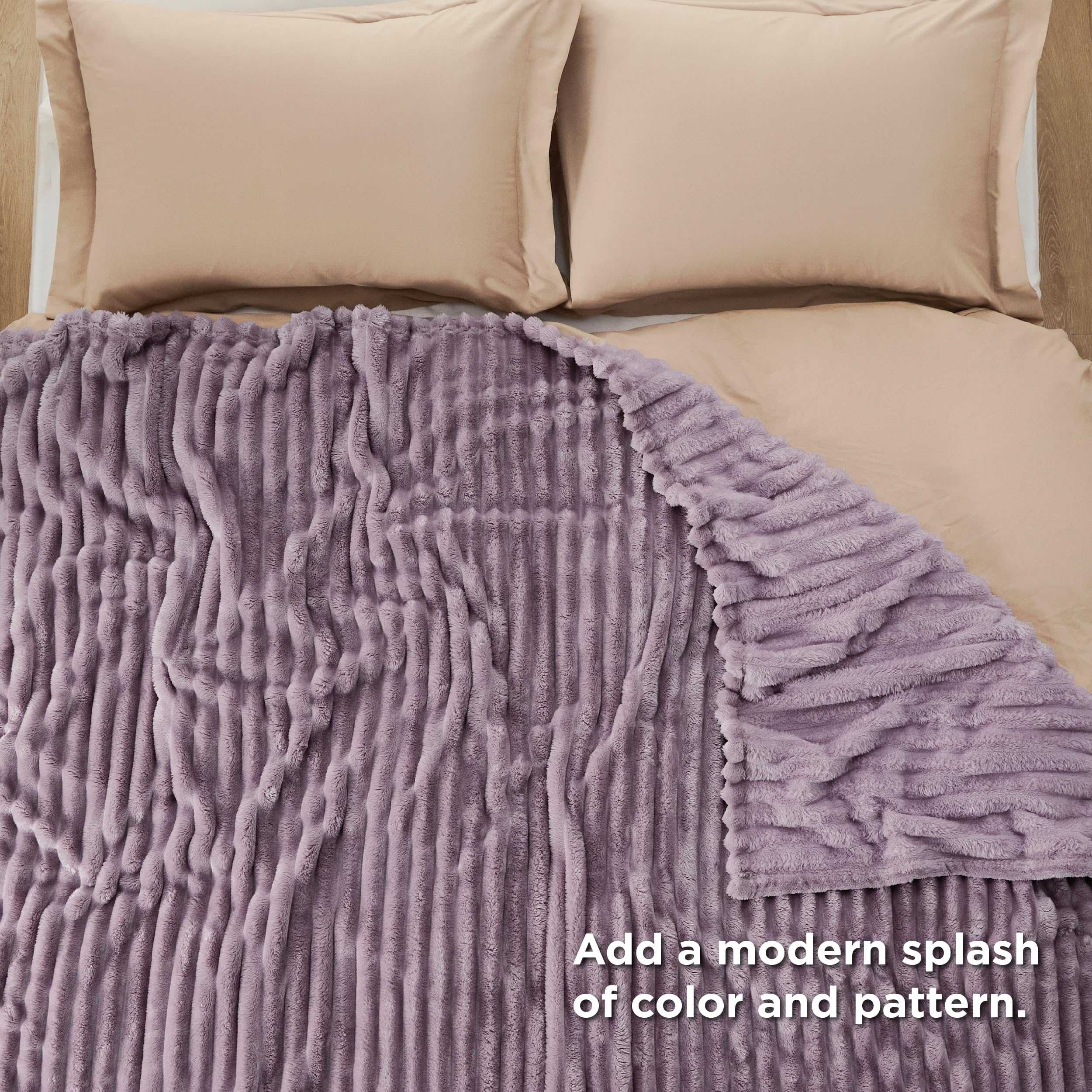 Foto 6 pulgar | Manta Bedsure De Forro Polar Morado Claro Para Sofá, 230 X 230 Cm - Venta Internacional.