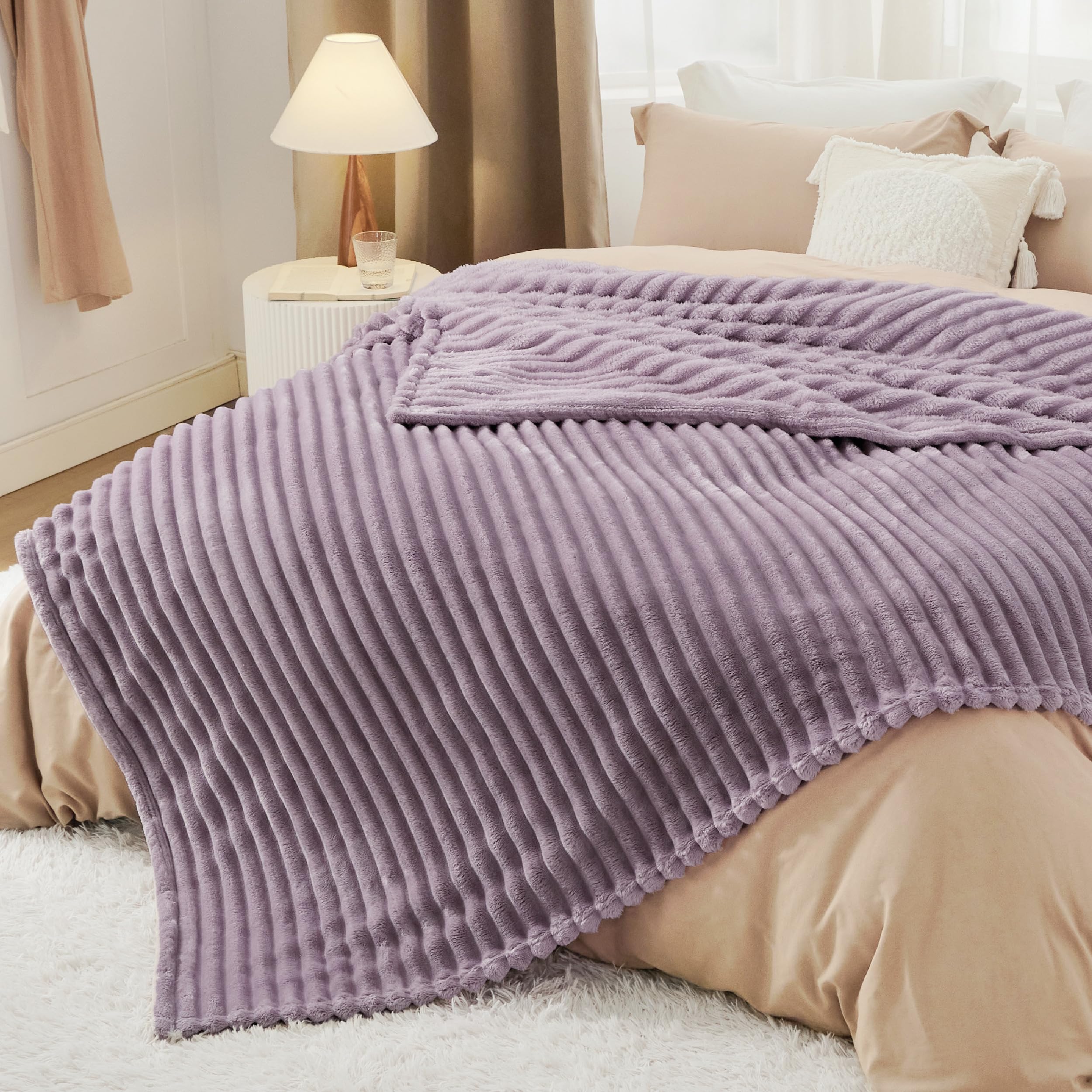 Foto 7 pulgar | Manta Bedsure De Forro Polar Morado Claro Para Sofá, 230 X 230 Cm - Venta Internacional.