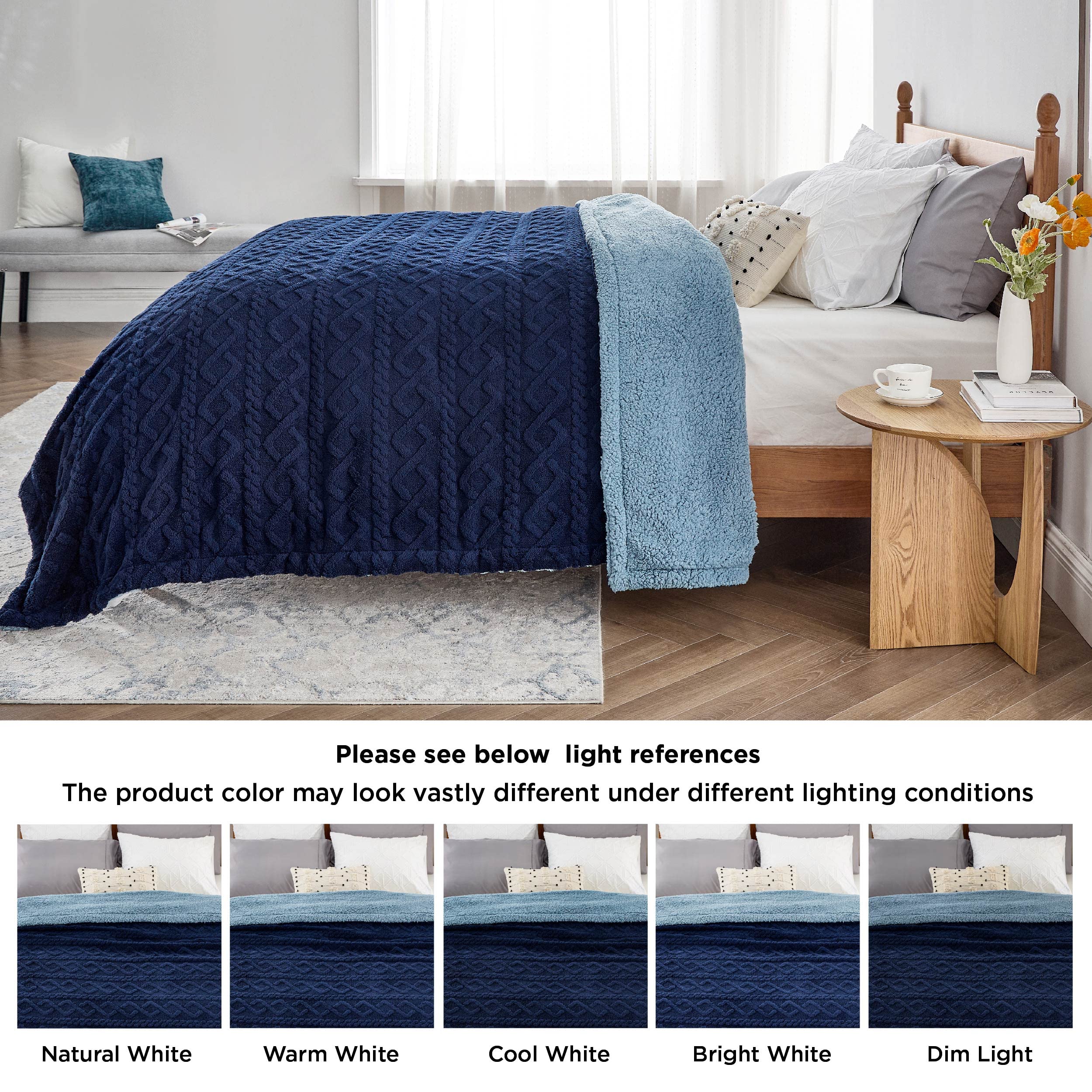 Foto 7 pulgar | Manta De Cama Sherpa, Tamaño King, Forro Polar, Suave Y Acogedora Para Invierno - Venta Internacional.