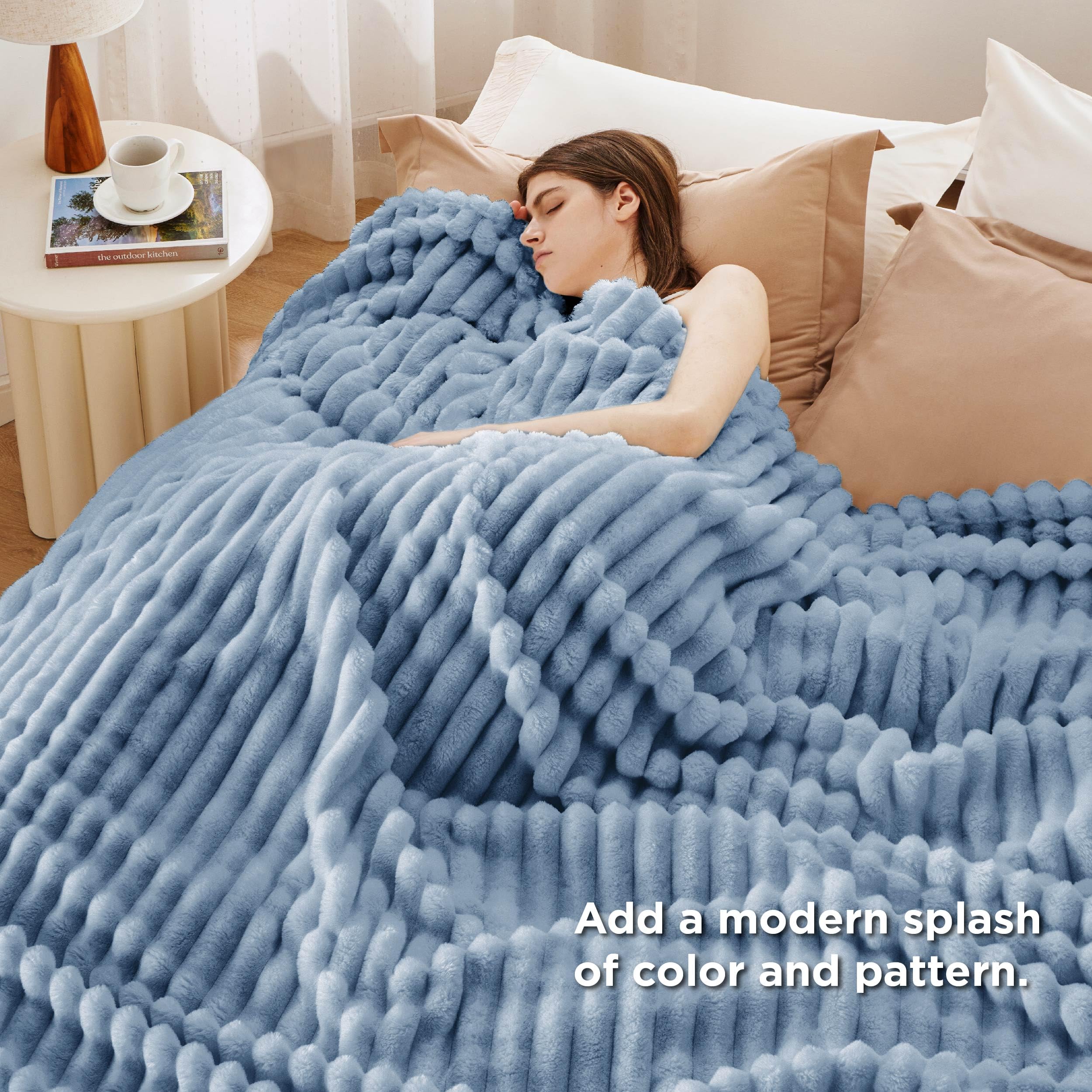 Foto 5 pulgar | Manta Bedsure Queen Gentlesoft Acogedora, Forro Polar De Franela, Azul Ashley - Venta Internacional.