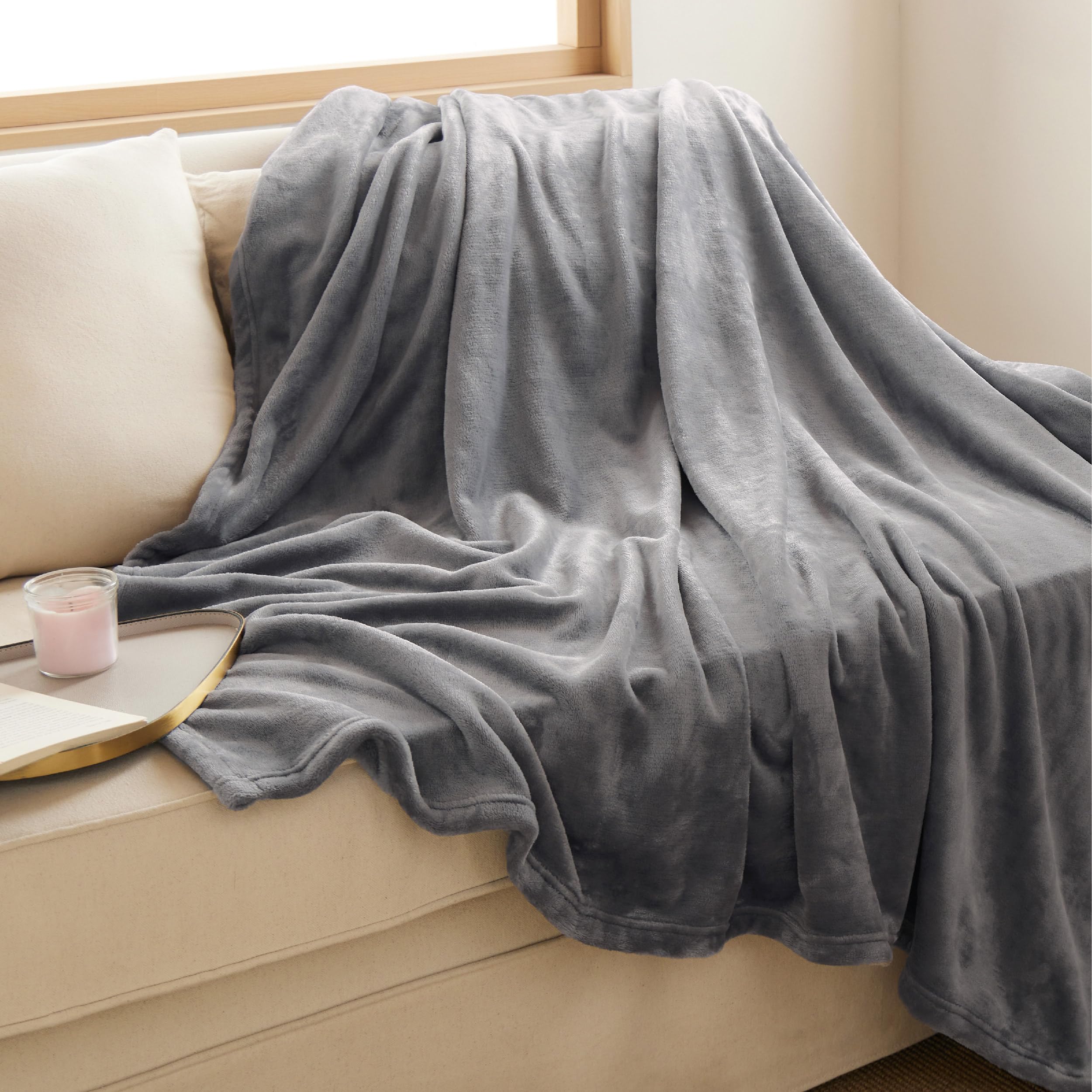 Manta Polar Blanket Bedsure Xl, 300 G/m², Suave Y Ligera, Gris - Venta Internacional.