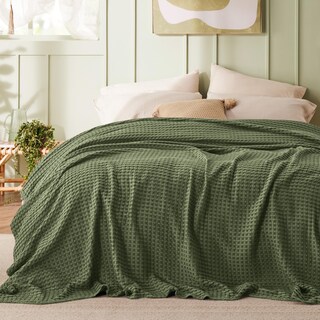 Foto 2 | Manta Bedsure De Algodón Refrescante Con Forma De Gofre, Tamaño King, Color Verde, 264 X 229 Cm - Venta Internacional.