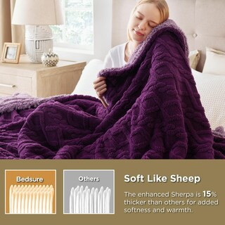 Foto 3 | Manta Bedsure Sherpa De Forro Polar Para Sofá, 150 X 200 Cm, Color Morado - Venta Internacional.