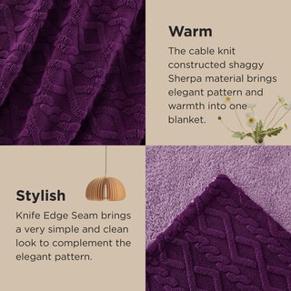 Foto 4 | Manta Bedsure Sherpa De Forro Polar Para Sofá, 150 X 200 Cm, Color Morado - Venta Internacional.