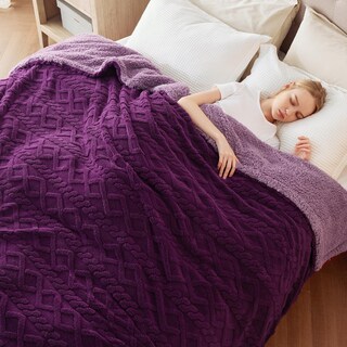 Foto 5 | Manta Bedsure Sherpa De Forro Polar Para Sofá, 150 X 200 Cm, Color Morado - Venta Internacional.