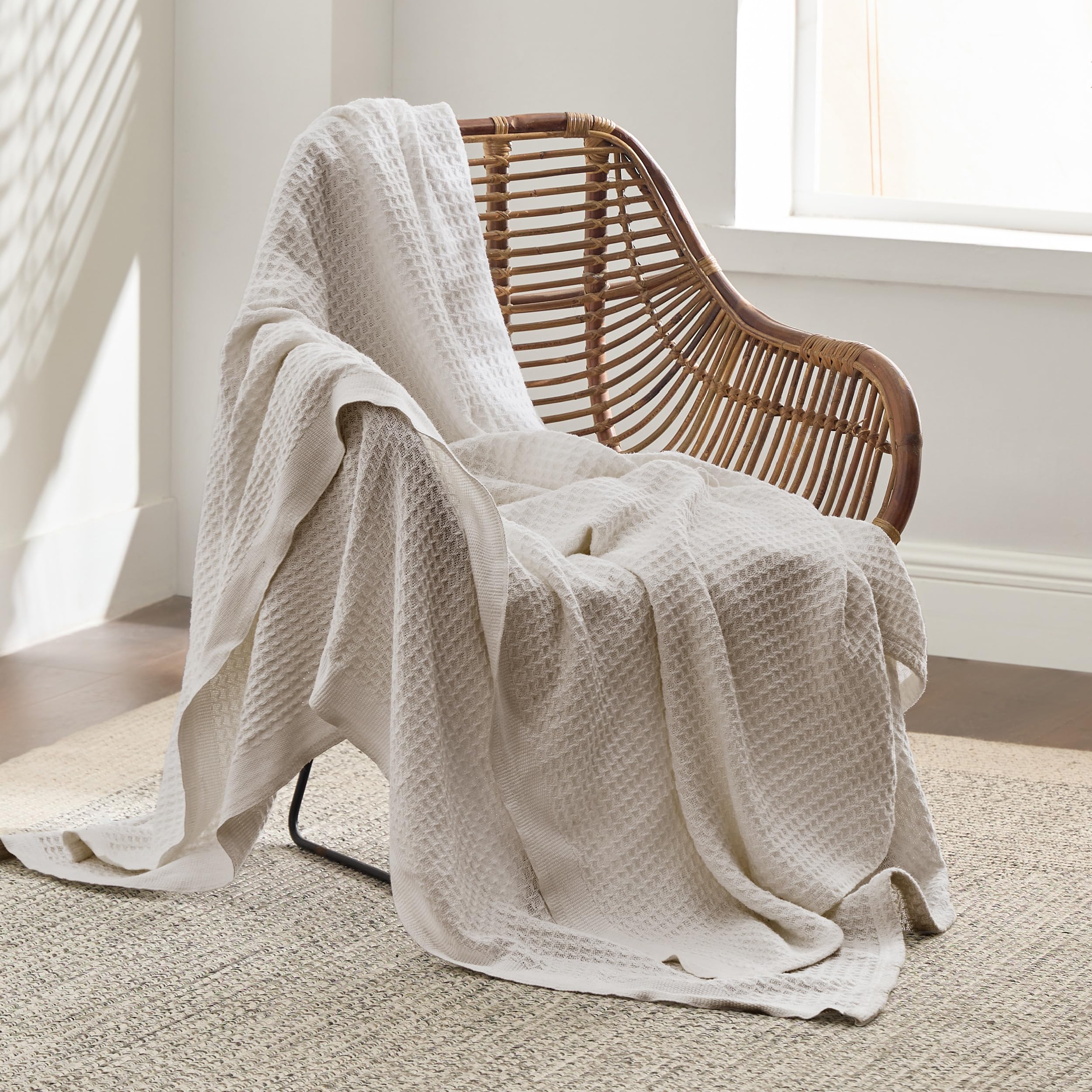 Foto 4 pulgar | Manta De Cama, 100% Algodón, Doble, Talla Xl, Tejido Gofrado, Color Beige - Venta Internacional.