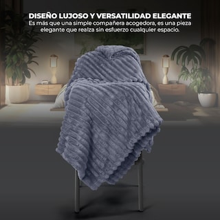 Foto 2 | Cobertor Cobija Stripes Yellow Mellow Matrimonial Suave con Relieve Ligera Tamaño 200x150cm Gris Azulado