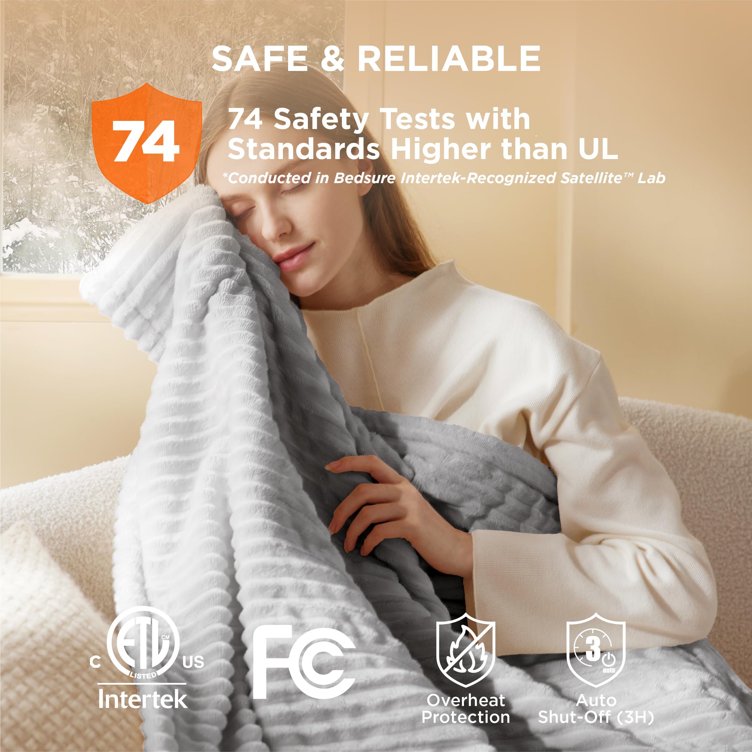 Foto 6 | Manta Eléctrica Bedsure Con Calefacción, 130 X 150 Cm, Color Gris Claro - Venta Internacional.