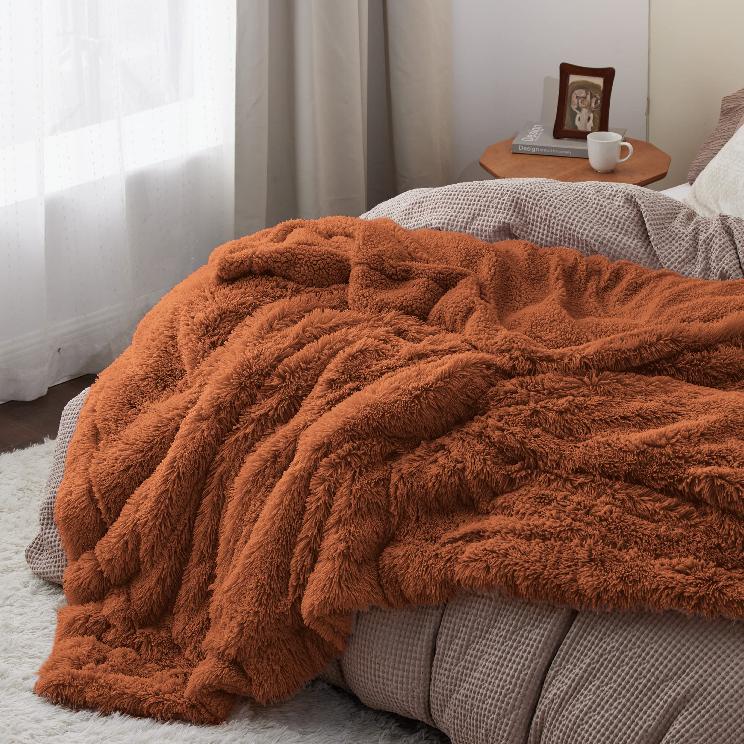 Foto 4 pulgar | Manta Bedsure Fluffy Burnt Orange King Size Para Cama De 270 X 230 Cm - Venta Internacional.