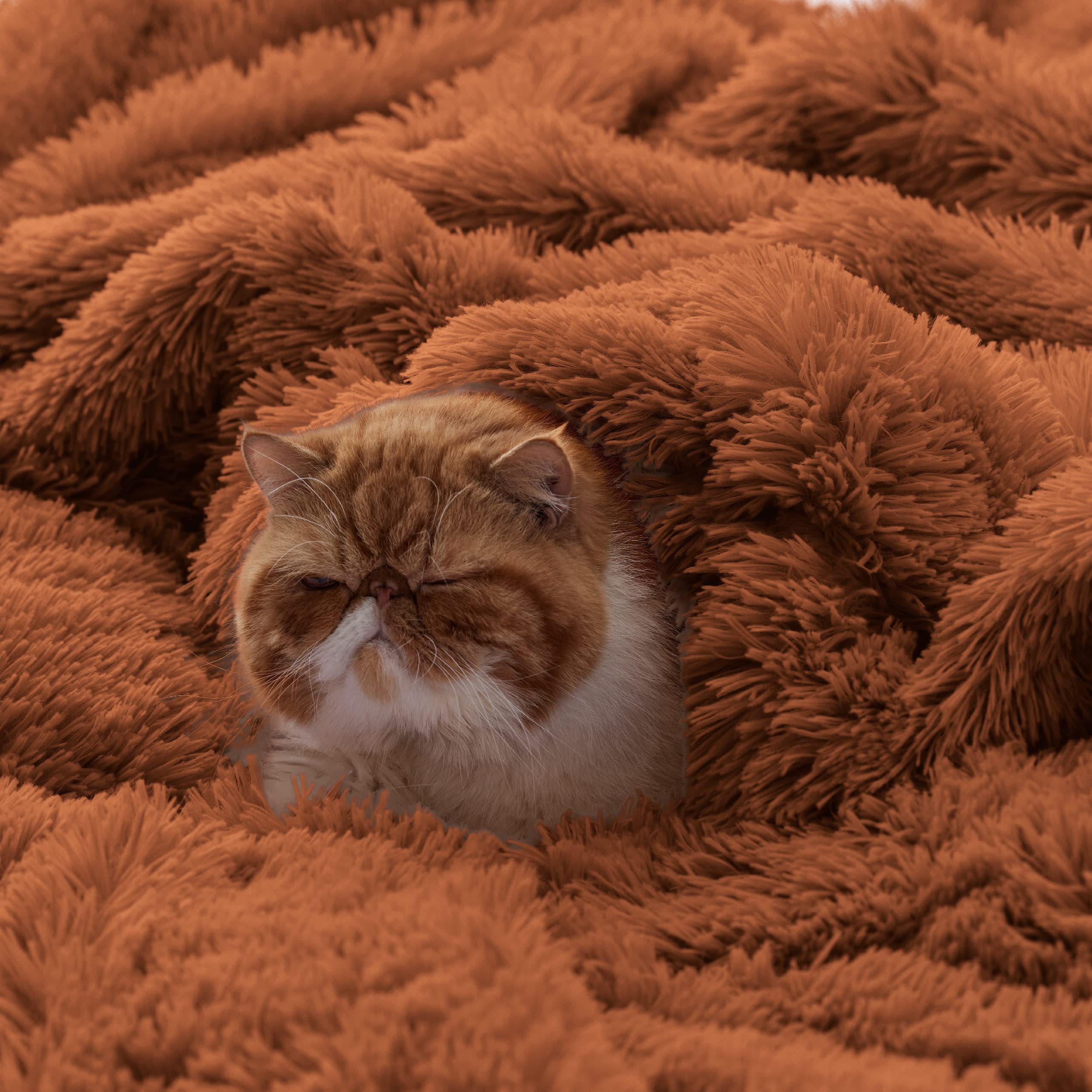 Foto 5 pulgar | Manta Bedsure Fluffy Burnt Orange King Size Para Cama De 270 X 230 Cm - Venta Internacional.