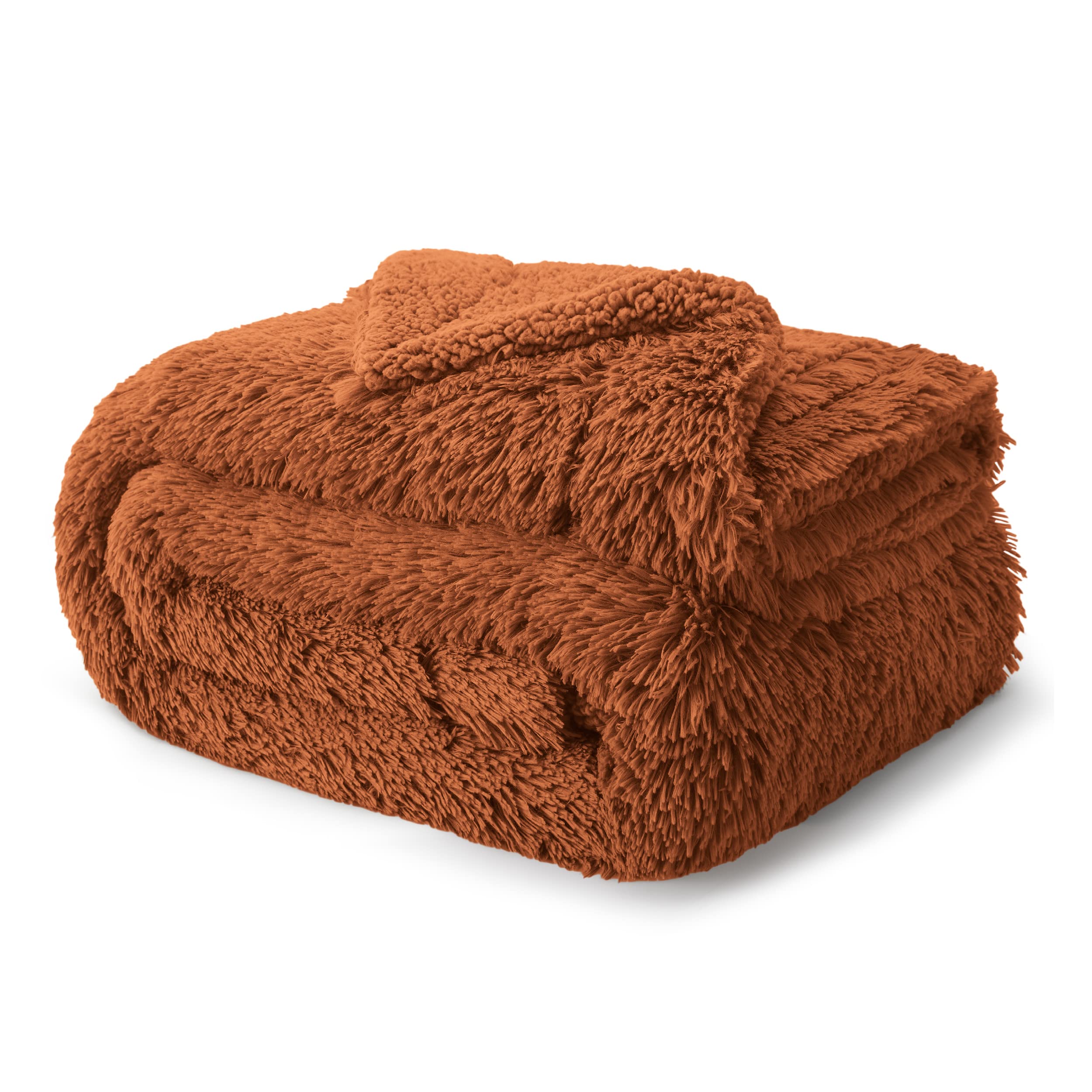 Foto 8 pulgar | Manta Bedsure Fluffy Burnt Orange King Size Para Cama De 270 X 230 Cm - Venta Internacional.