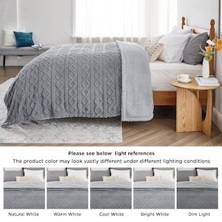 Foto 6 | Manta De Cama Sherpa King Size, Suave Y Acogedora, Color Gris Invierno - Venta Internacional.