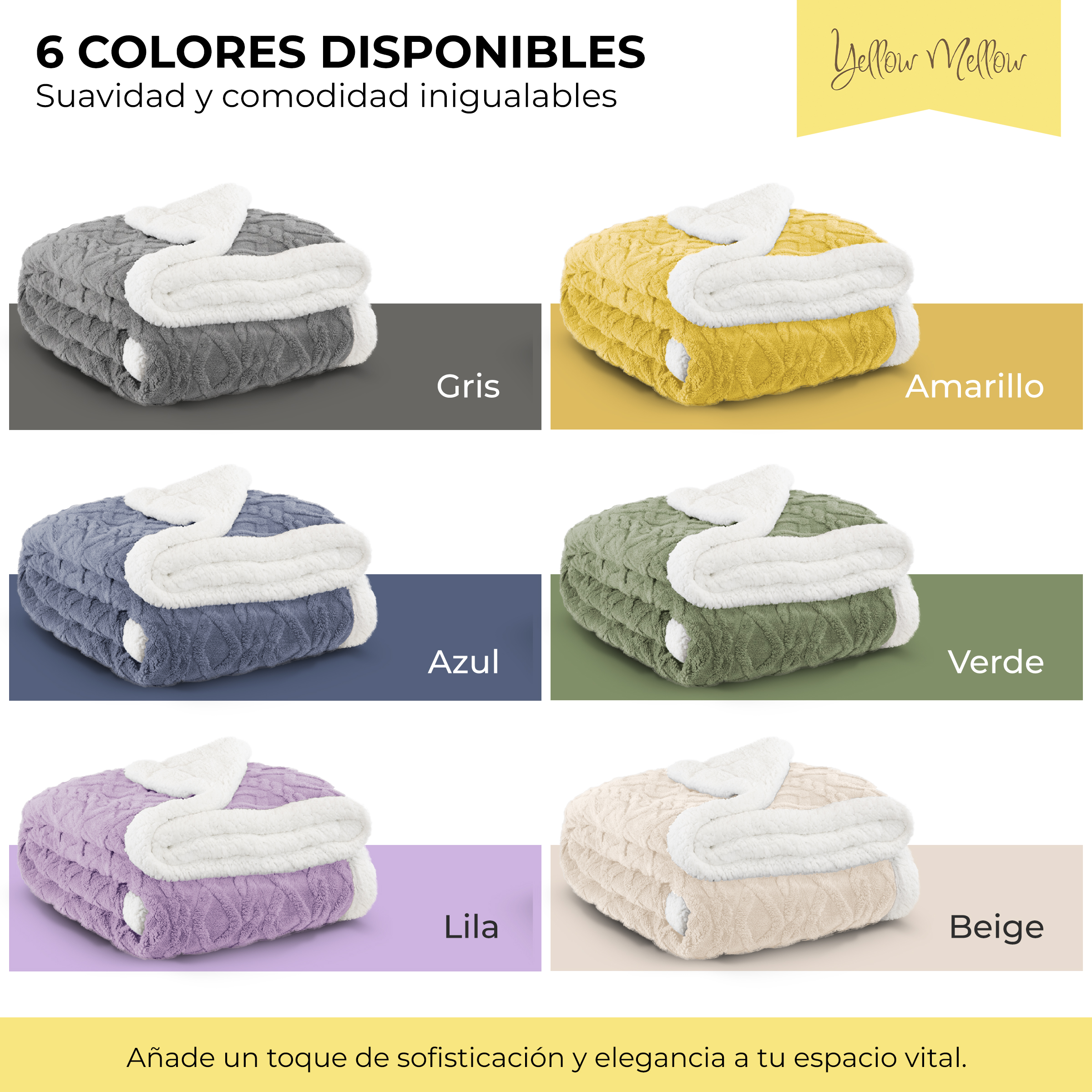 Foto 8 pulgar | Cobertor Cobija Aborregado Con Forro Polar Sherpa | Suave | Caliente | Ligera | Tamaño 230x200cm (amarillo, 230x200cm)