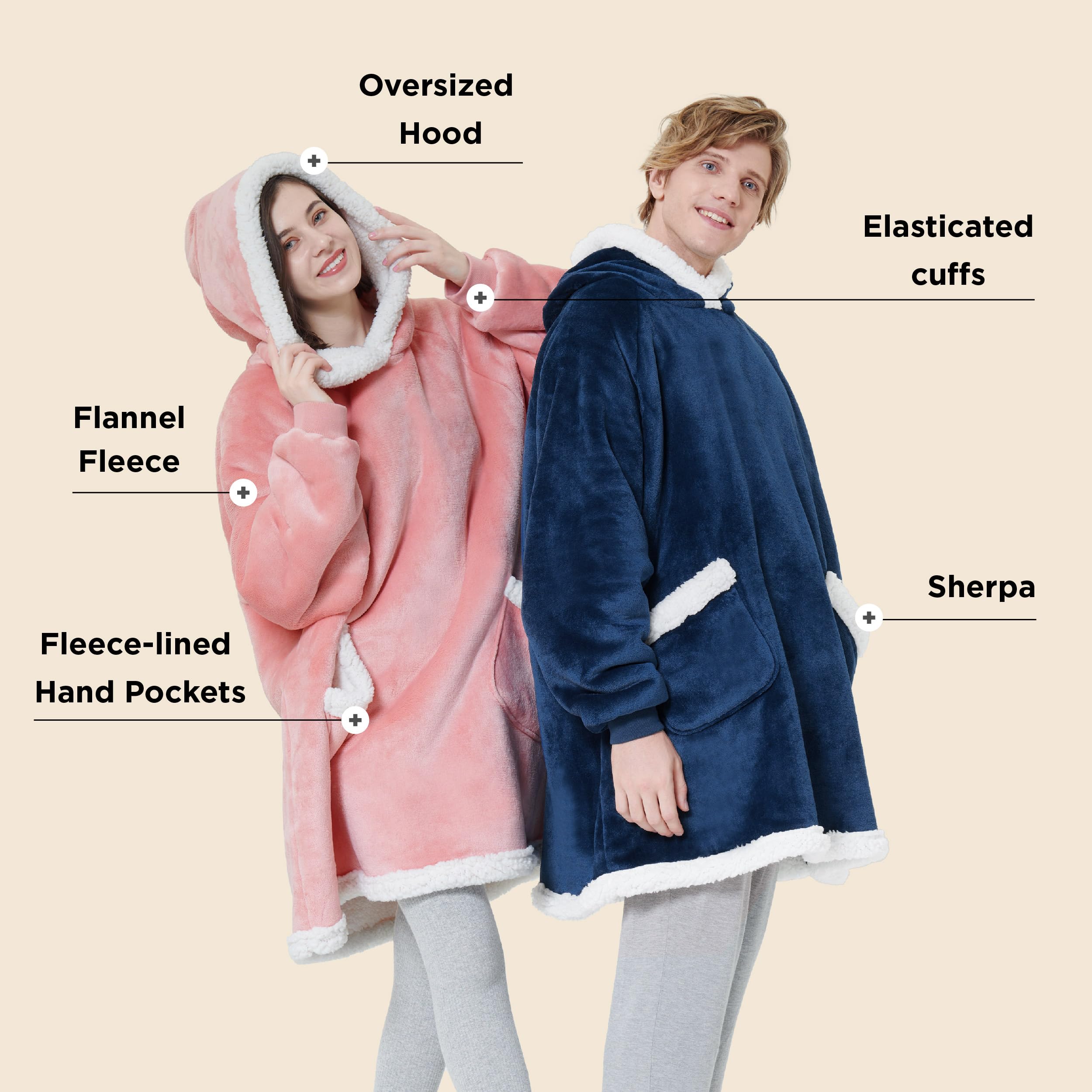 Foto 2 | Colcha Con Capucha Para Adultos Y Niños Sherpa Navy - Venta Internacional.