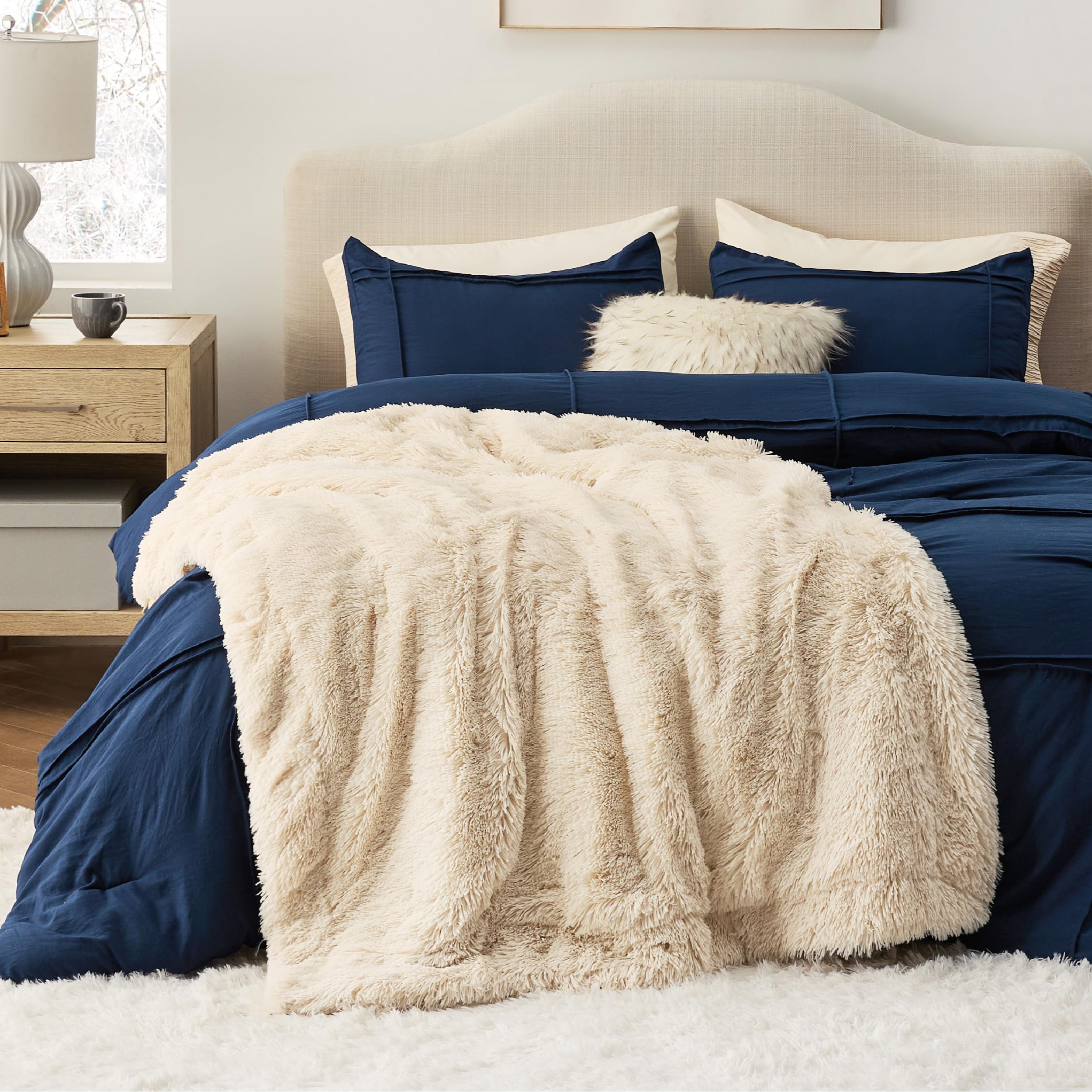 Foto 6 | Manta Bedsure Fuzzy Sherpa De Piel Sintética, Tamaño Doble, Color Beige - Venta Internacional.