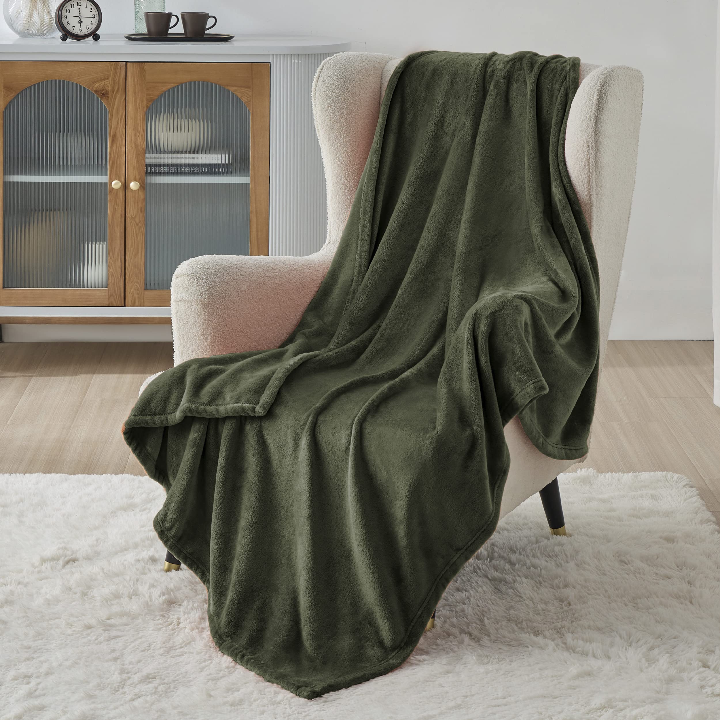 Foto 1 | Manta Polar Bedsure, Tamaño Doble, Verde Oliva, 300 G/m² - Venta Internacional.