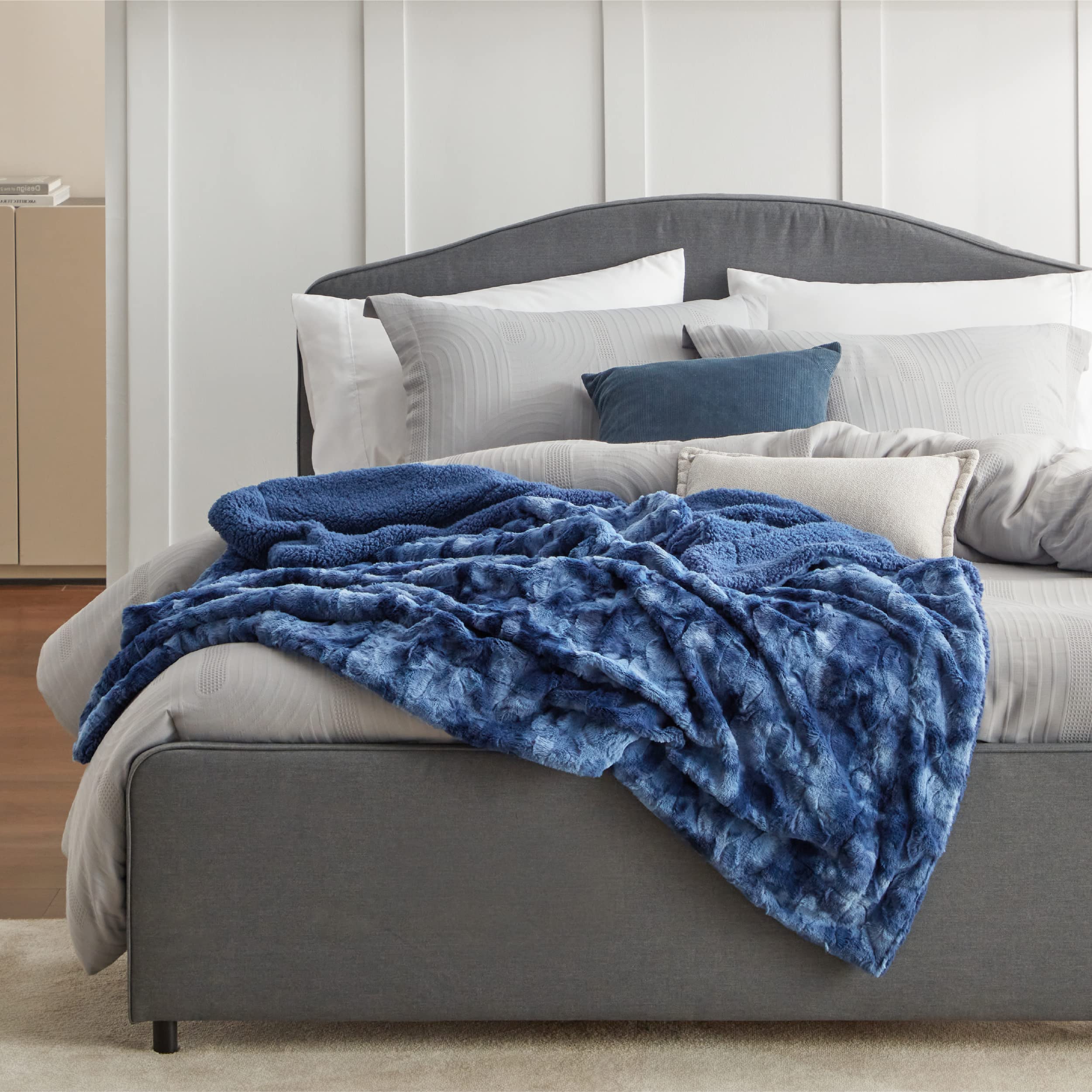 Foto 3 pulgar | Manta Bedsure Sherpa, Tamaño Doble, Piel Sintética Índigo - Venta Internacional.