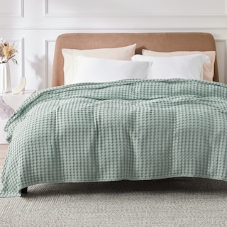 Foto 2 | Manta Bedsure De Algodón Refrescante Con Forma De Gofre, Tamaño King, Color Verde Salvia - Venta Internacional.