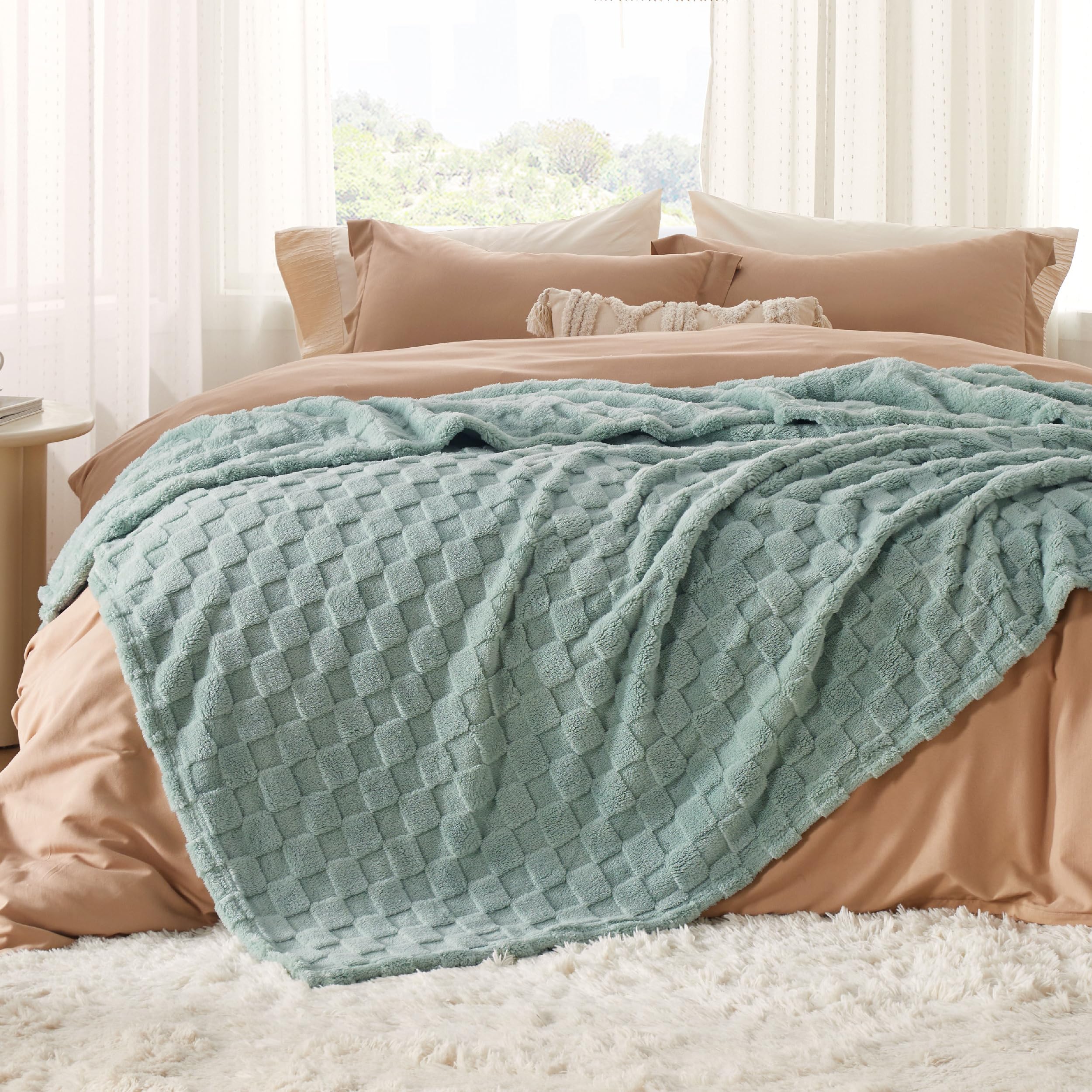 Foto 3 pulgar | Manta Bedsure Fleece King Para Cama, Supersuave Y Acogedora, Color Verde - Venta Internacional.