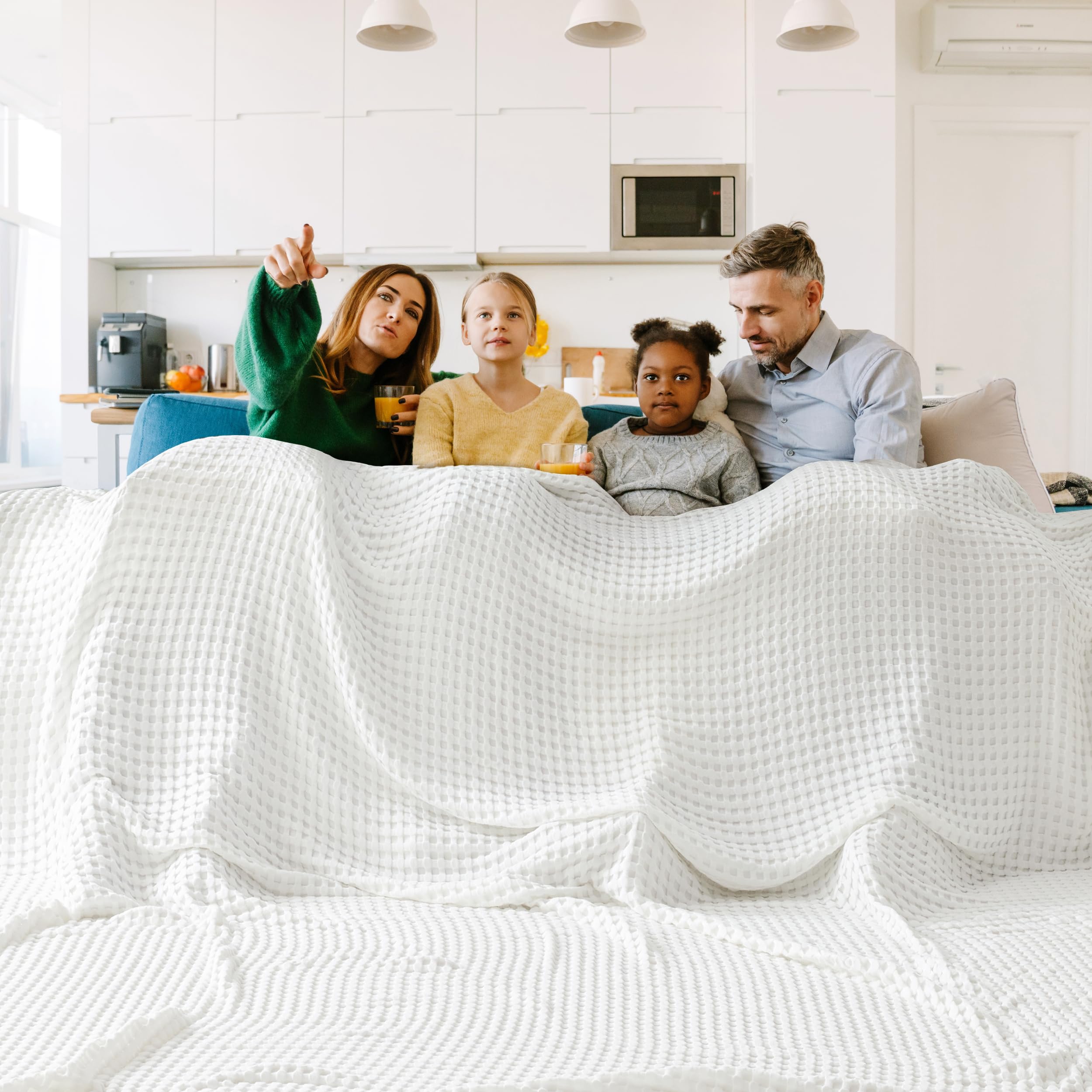 Manta Bedsure Cooling Waffle De Algodón De Gran Tamaño King Ivory - Venta Internacional.