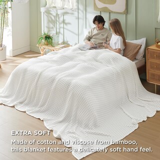 Foto 4 | Manta Bedsure Cooling Waffle De Algodón De Gran Tamaño King Ivory - Venta Internacional.