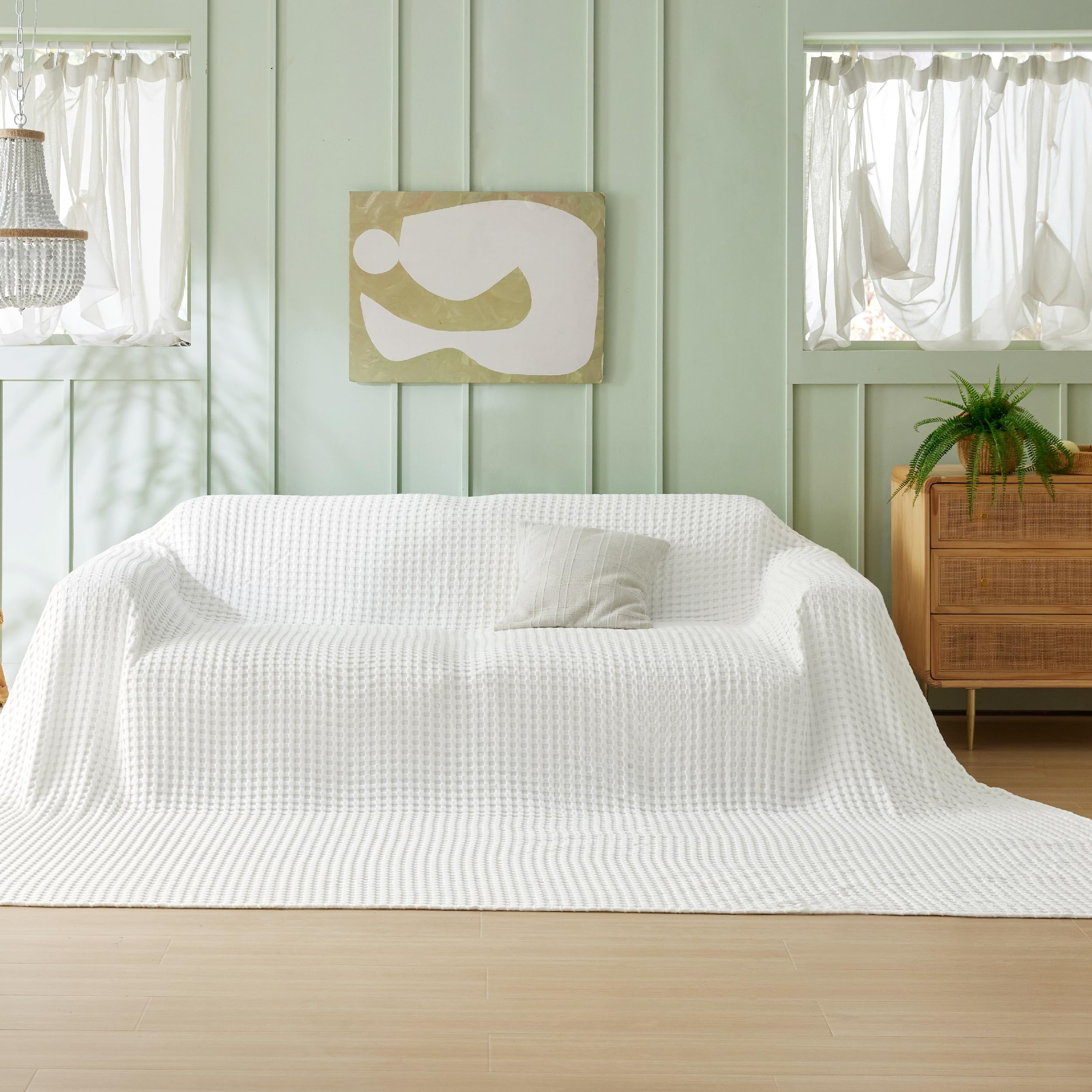 Foto 8 pulgar | Manta Bedsure Cooling Waffle De Algodón De Gran Tamaño King Ivory - Venta Internacional.