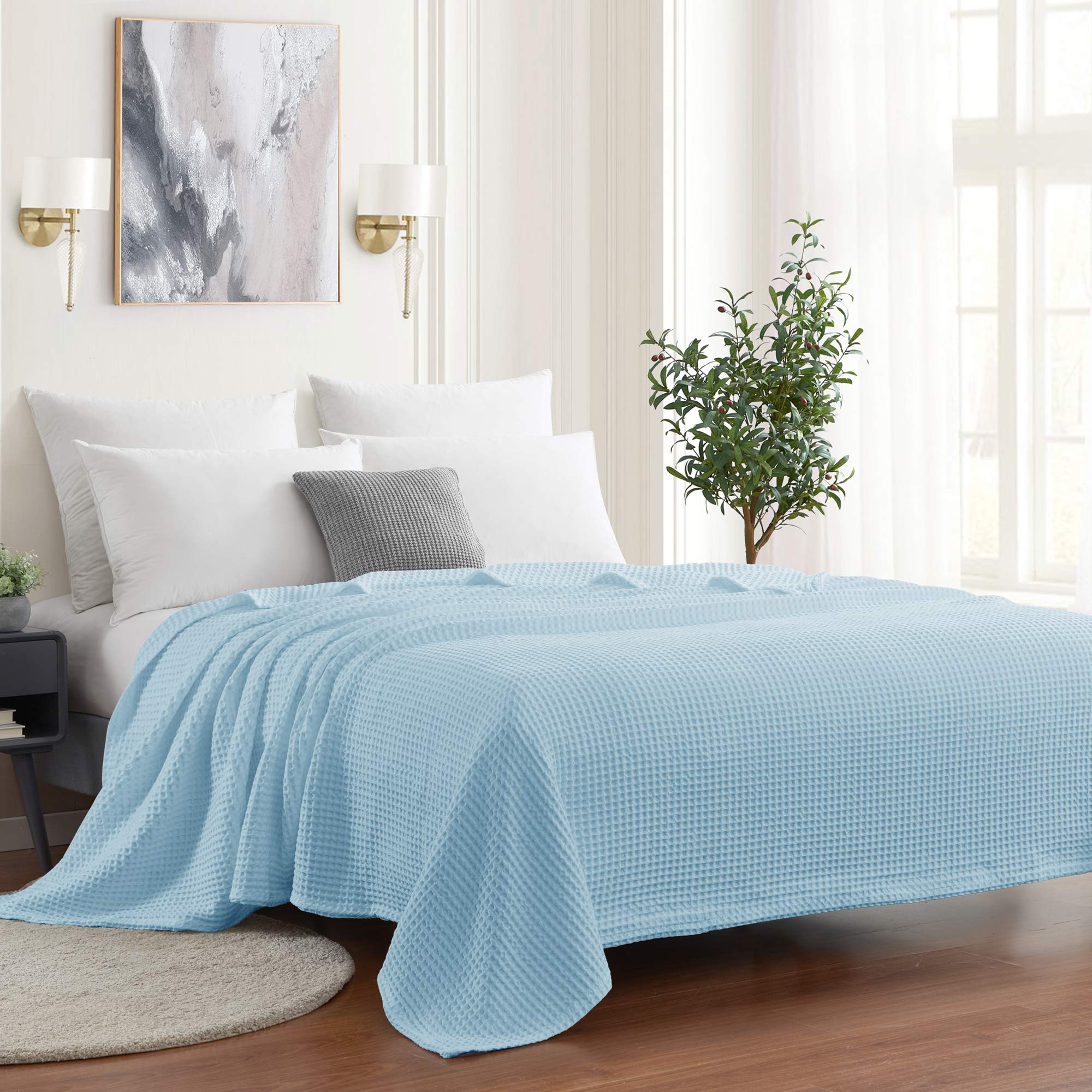 Manta De La Colección Sweet Home, 100% Algodón Fino, Color King Blue - Venta Internacional.