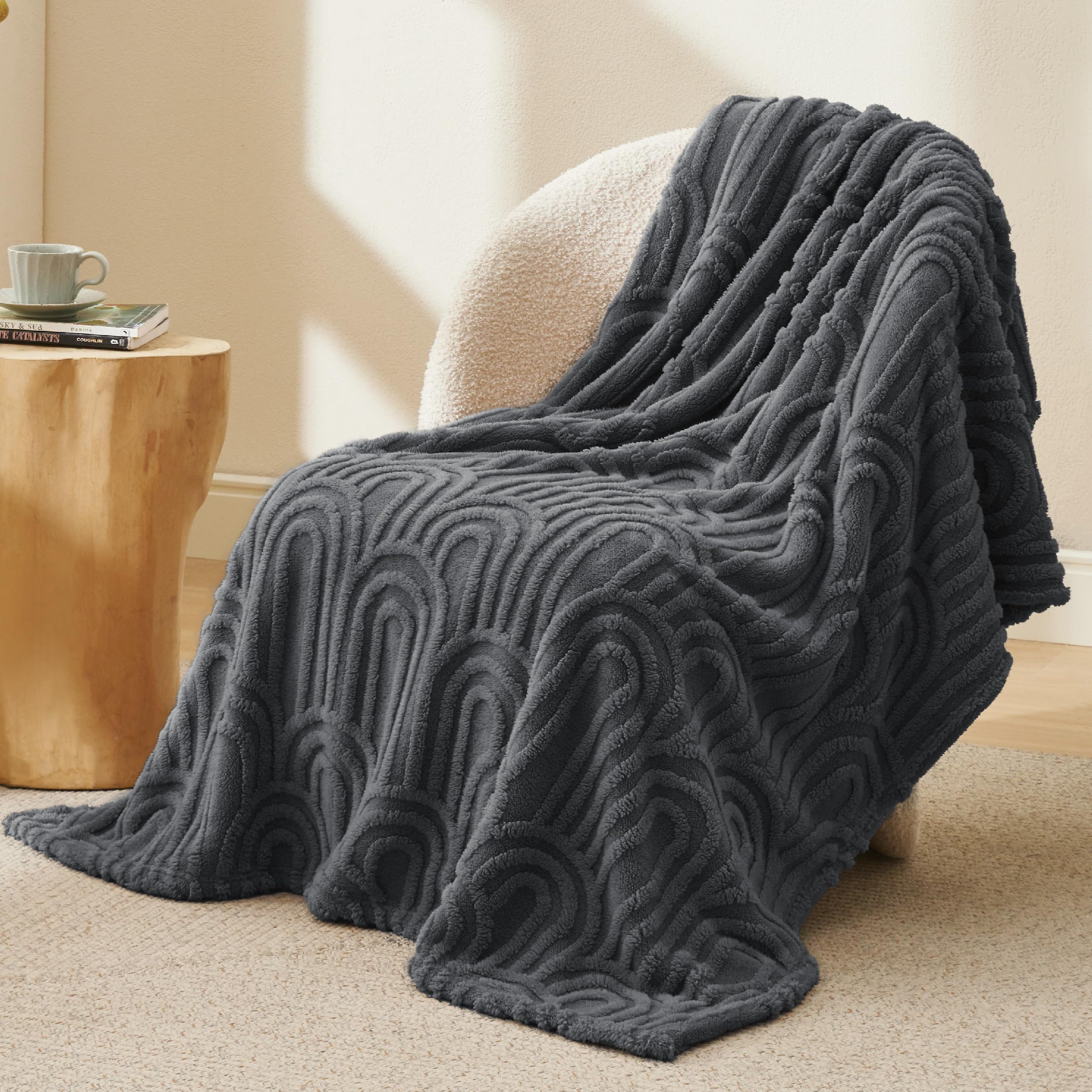 Foto 3 pulgar | Manta De Cama Gris Supersuave Y Acogedora Para Mujer - Venta Internacional.