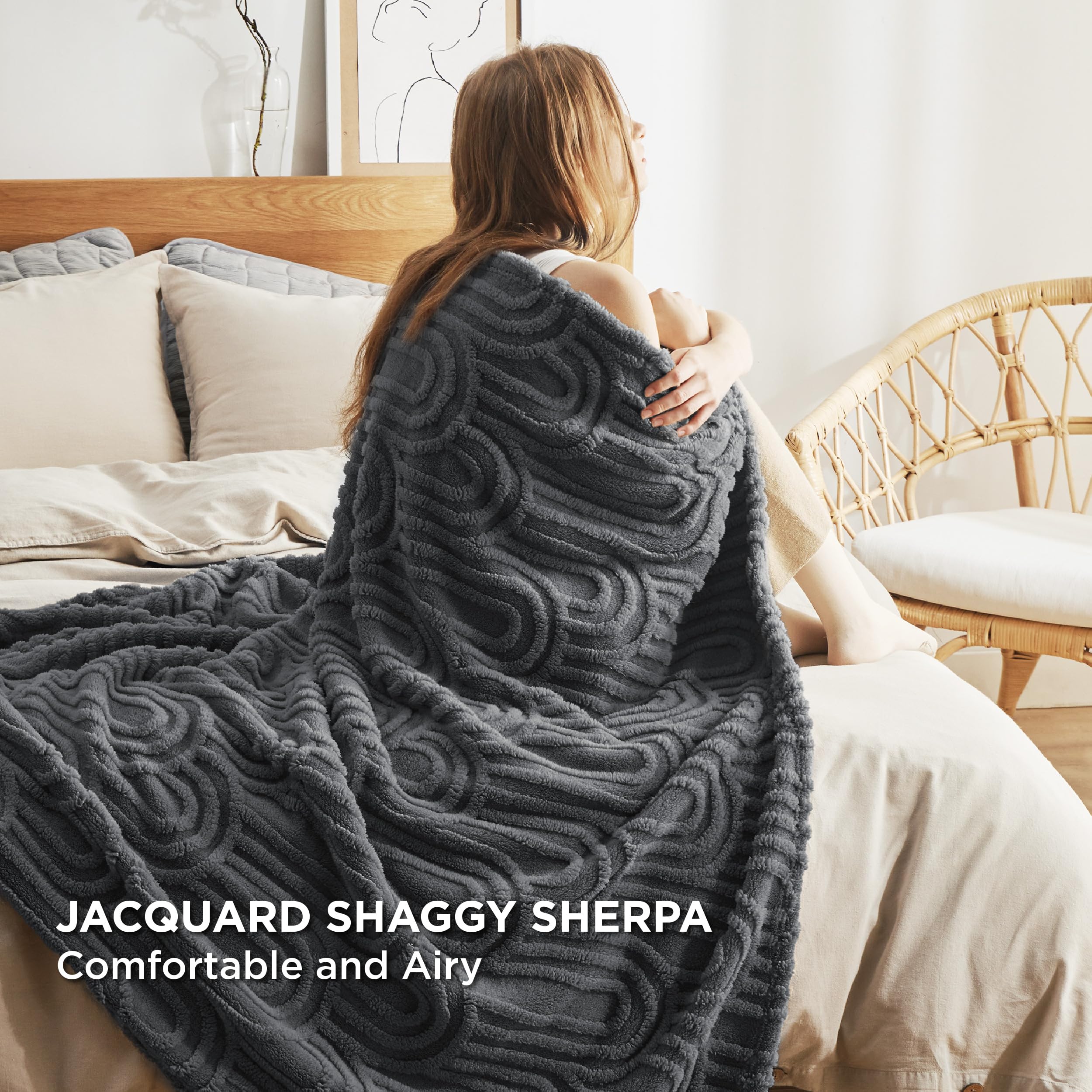 Foto 4 pulgar | Manta De Cama Gris Supersuave Y Acogedora Para Mujer - Venta Internacional.