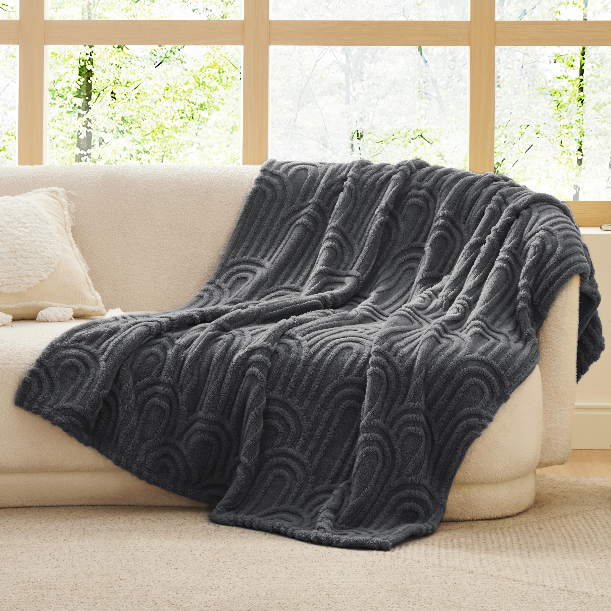 Foto 7 pulgar | Manta De Cama Gris Supersuave Y Acogedora Para Mujer - Venta Internacional.