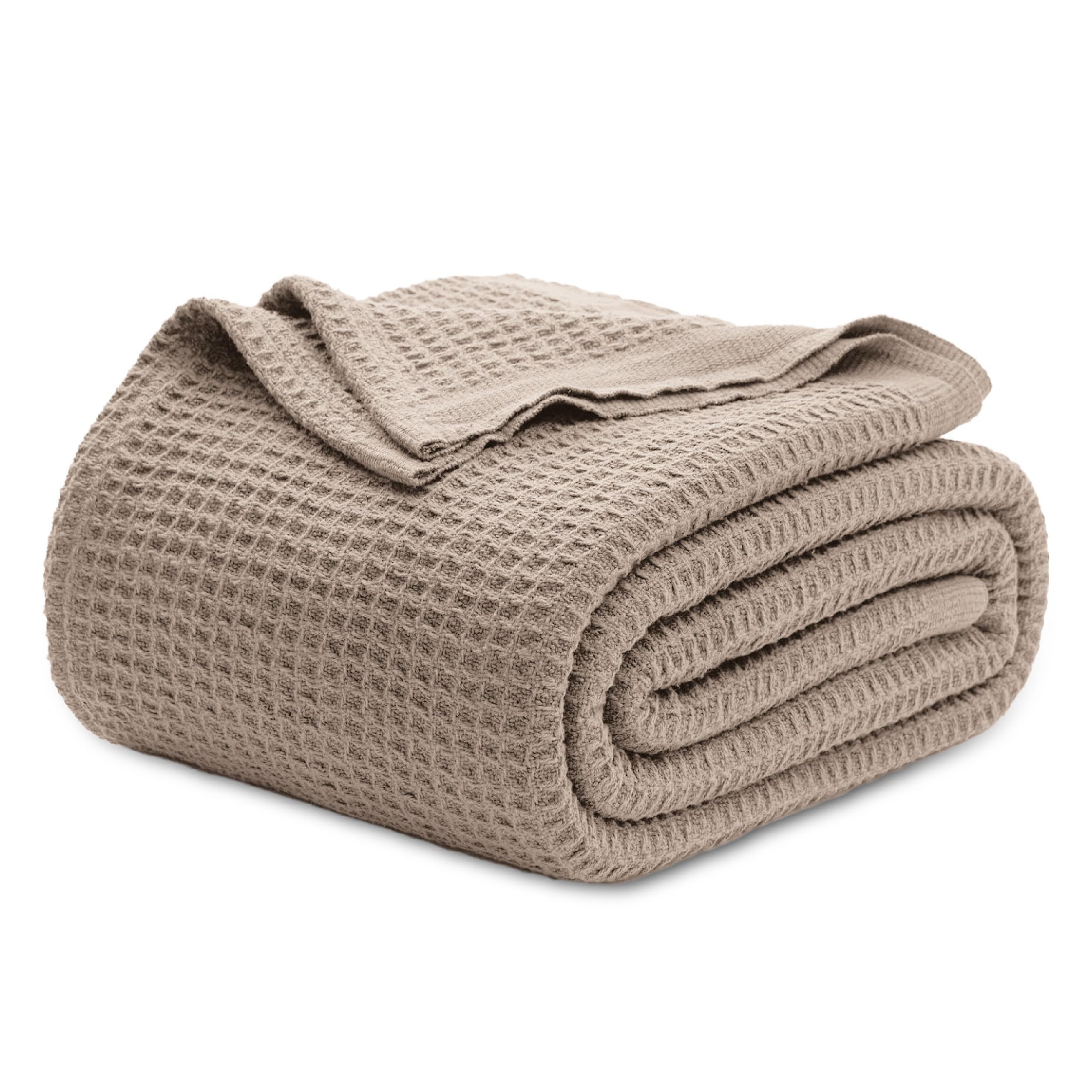 Manta Para Cama, 100% Algodón, Tejido Gofrado, Tamaño Queen, Color Canela - Venta Internacional.