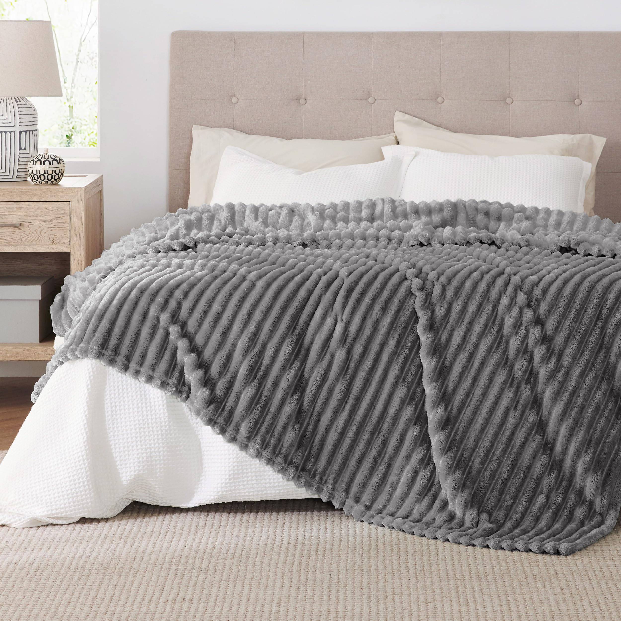 Foto 3 pulgar | Manta Bedsure Frost De Forro Polar Gris Para Sofá, 274 X 229 Cm - Venta Internacional.