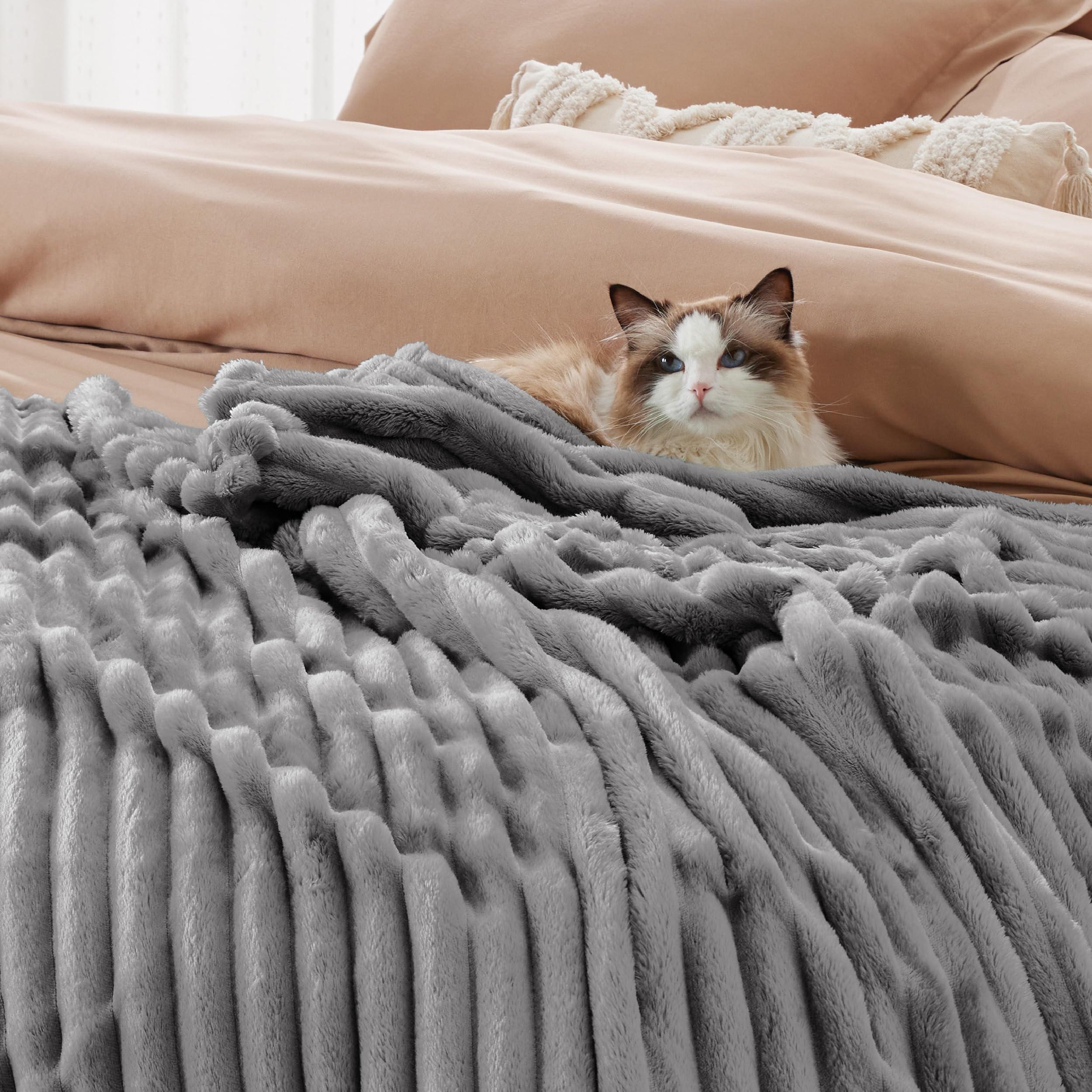 Foto 4 pulgar | Manta Bedsure Frost De Forro Polar Gris Para Sofá, 274 X 229 Cm - Venta Internacional.