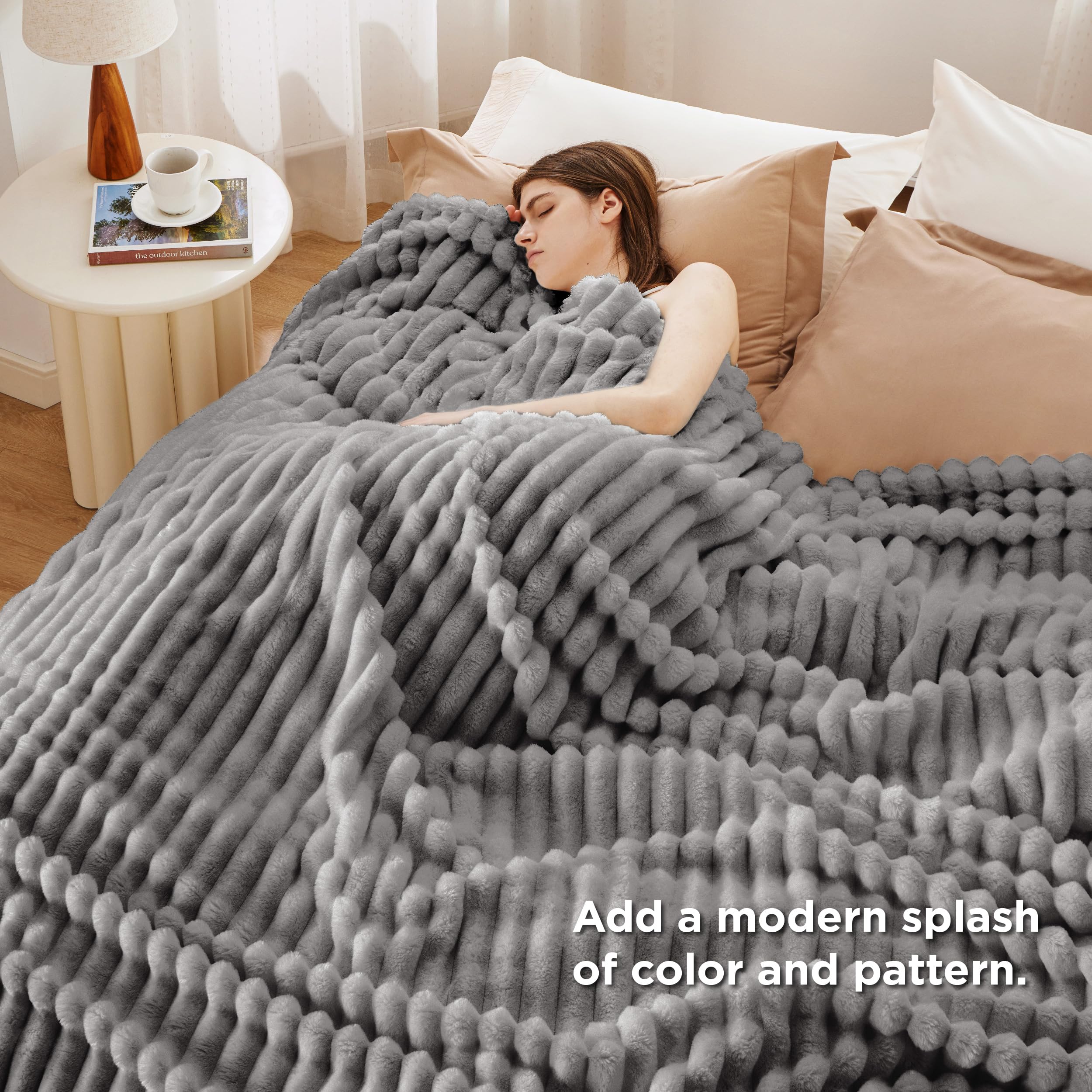 Foto 5 pulgar | Manta Bedsure Frost De Forro Polar Gris Para Sofá, 274 X 229 Cm - Venta Internacional.