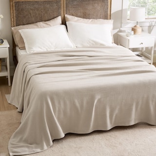 Foto 5 | Manta De Cama, 100% Algodón, Tamaño King, 275 X 230 Cm, Lino, Color Beige - Venta Internacional.