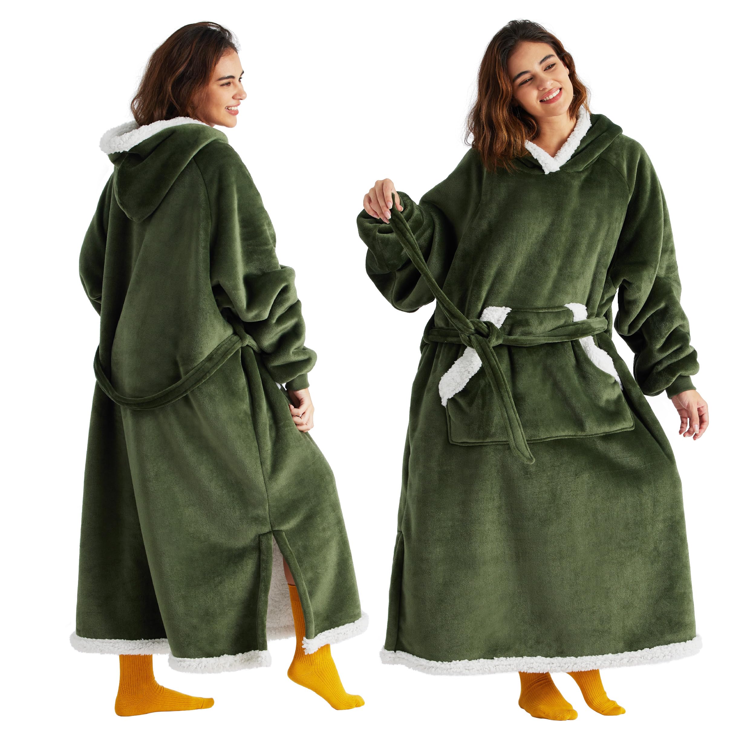 Manta Portátil Con Capucha Bedsure Long Sherpa Para Mujeres Y Hombres - Venta Internacional.