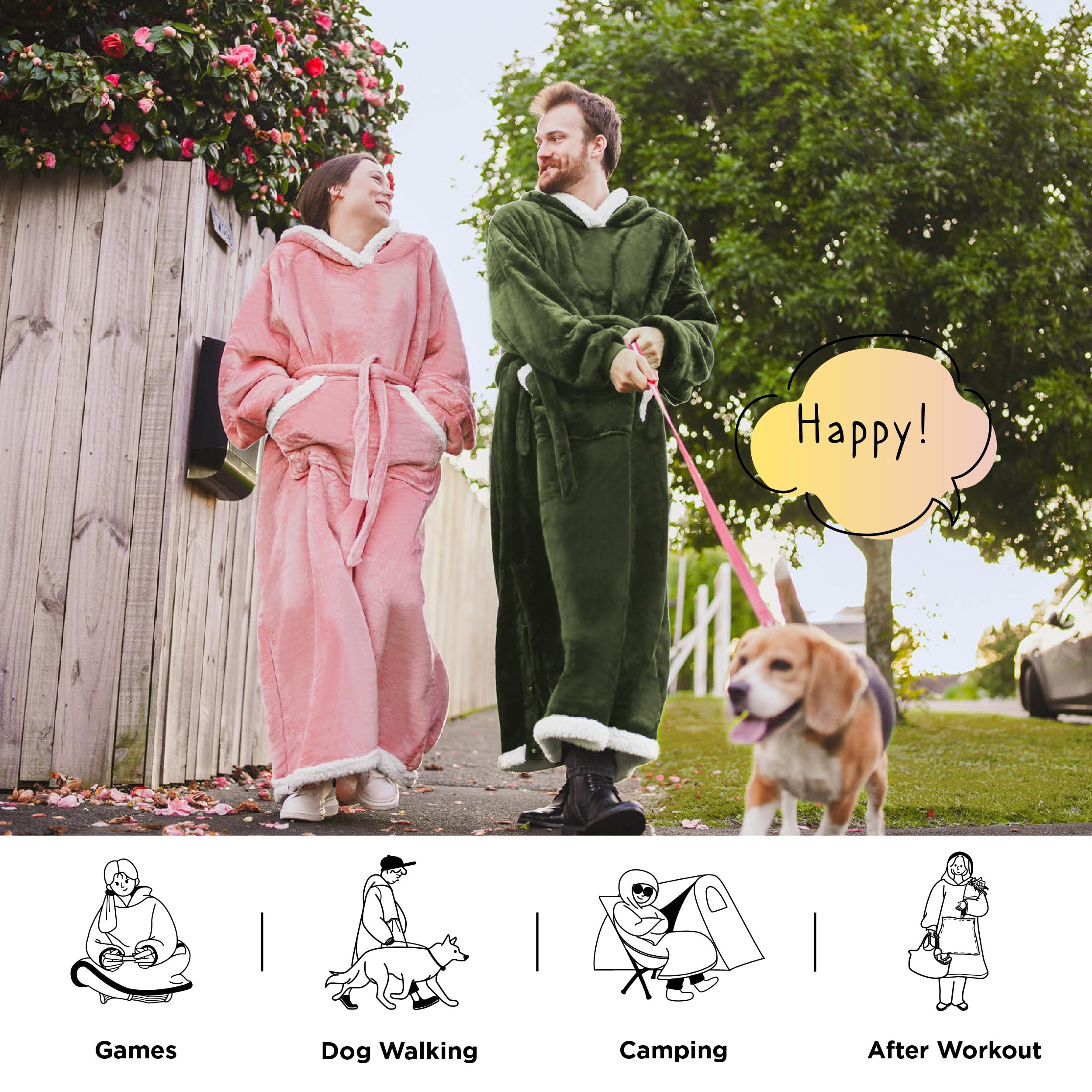 Foto 6 pulgar | Manta Portátil Con Capucha Bedsure Long Sherpa Para Mujeres Y Hombres - Venta Internacional.