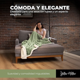 Foto 6 | Cobertor Cobija Aborregado Con Forro Polar Sherpa | Suave | Caliente | Ligera | Tamaño 230x200cm (Verde, 230x200cm)