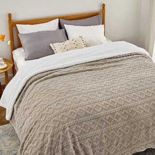 Foto 1 | Manta Bedsure Sherpa King Size Beige Para Invierno Y Todas Las Estaciones - Venta Internacional.